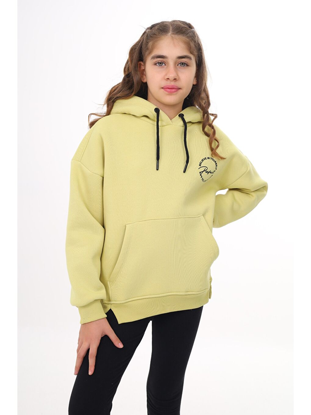 Yeşil Kız Çocuk Baskılı Sweatshirt