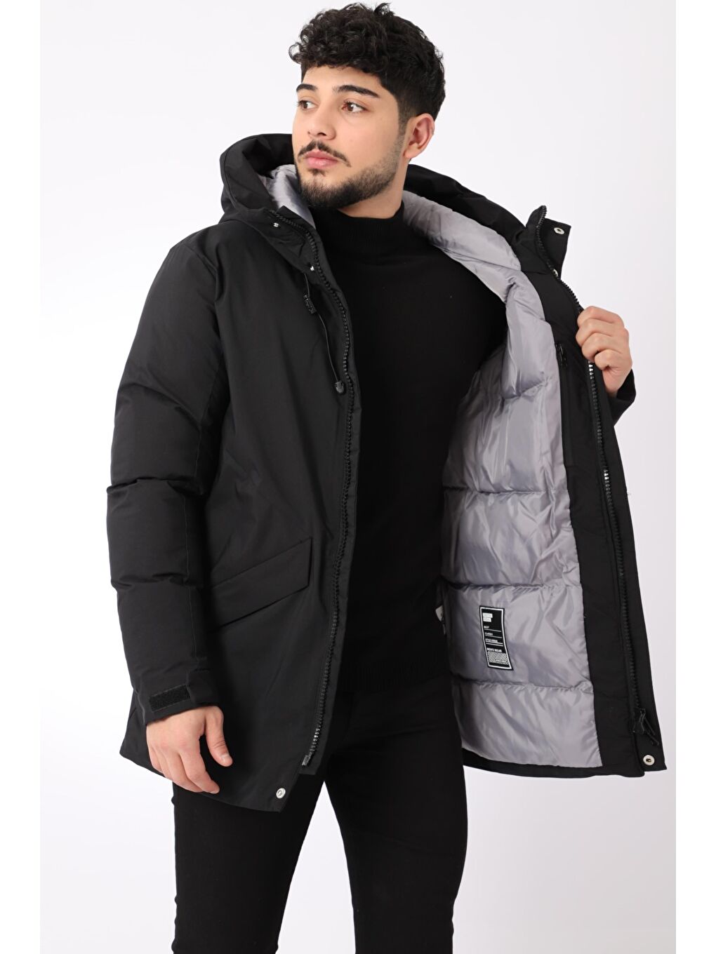 Gri Kapüşonlu Mont Kaban NR 405-1