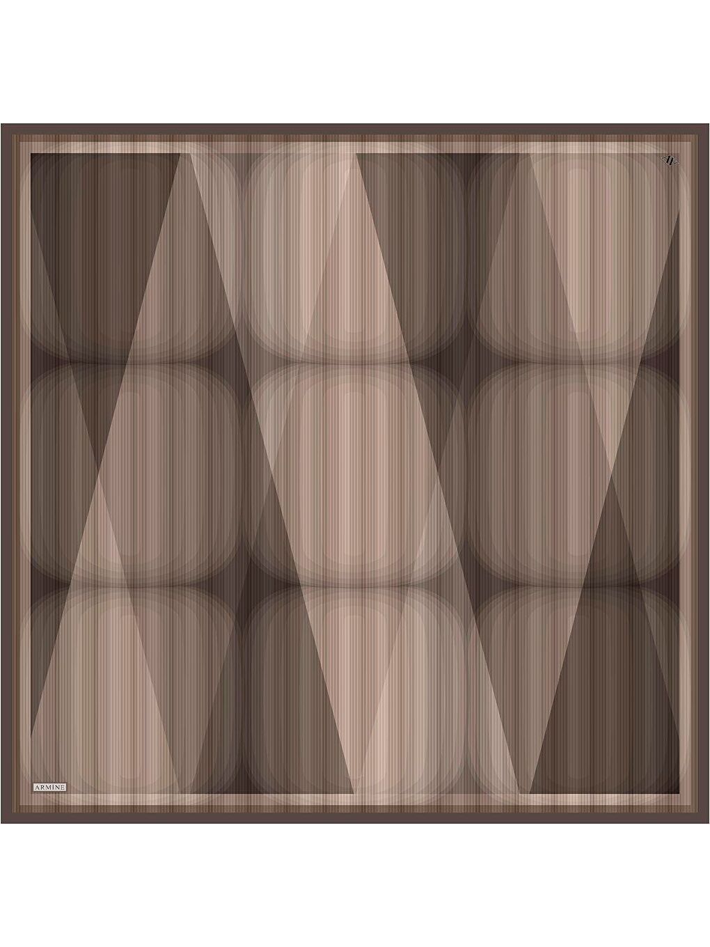 Kahverengi Geometrik Desenli Saf İpek Twill Eşarp 9402D 84-3