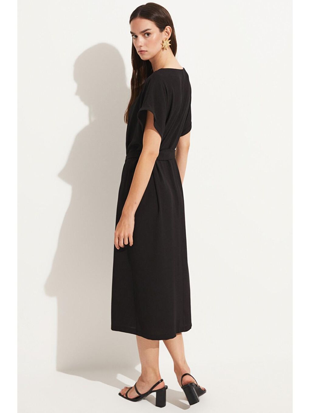 Siyah Bol Kesim Elbise-4