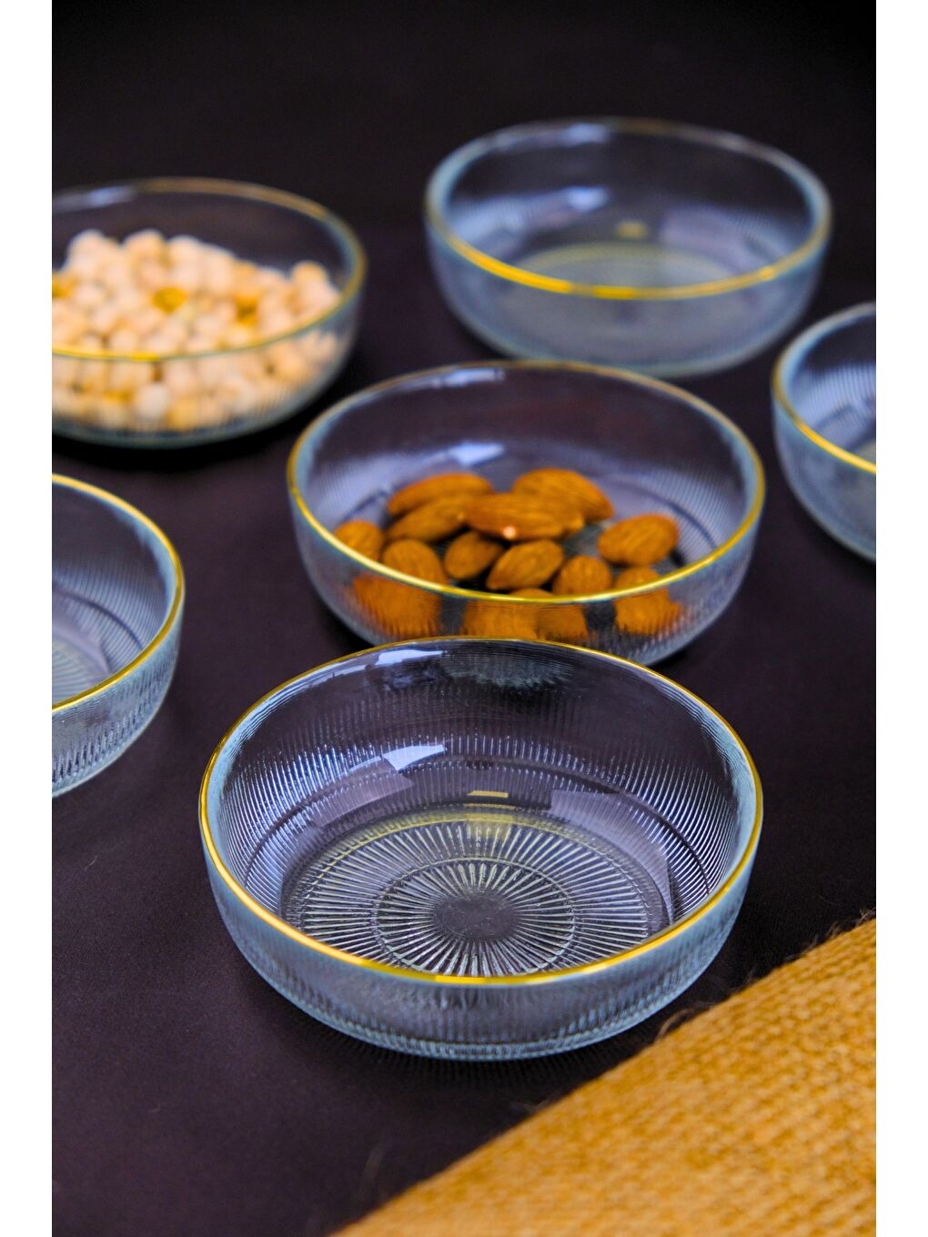 Renksiz Altın Yaldız Kahvaltılık Cam Kase 10cm 6 lı 1281
