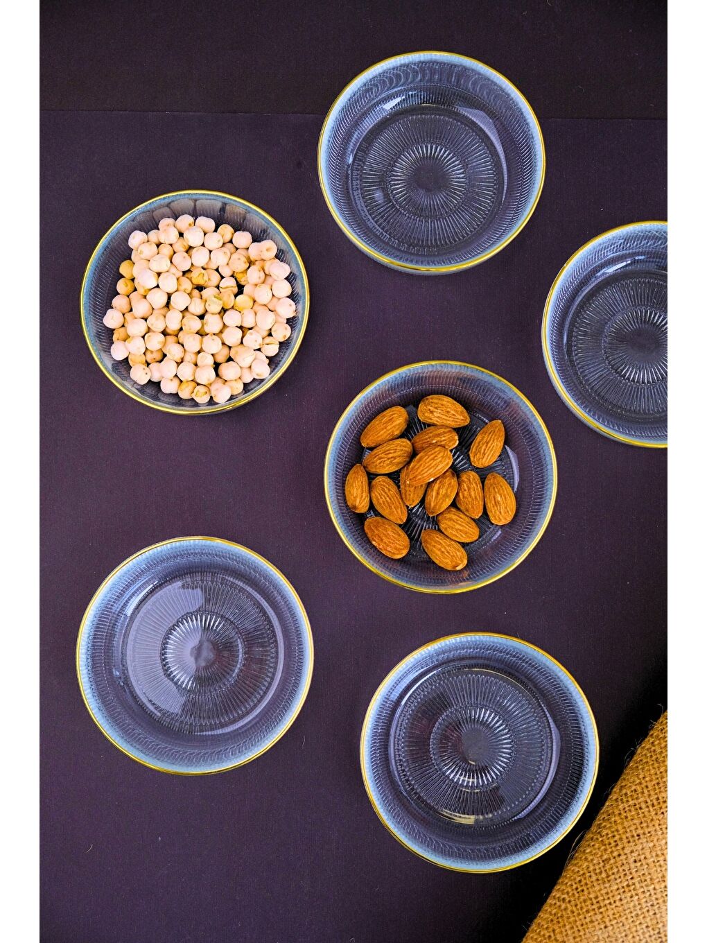 Renksiz Altın Yaldız Kahvaltılık Cam Kase 10cm 6 lı 1281-1