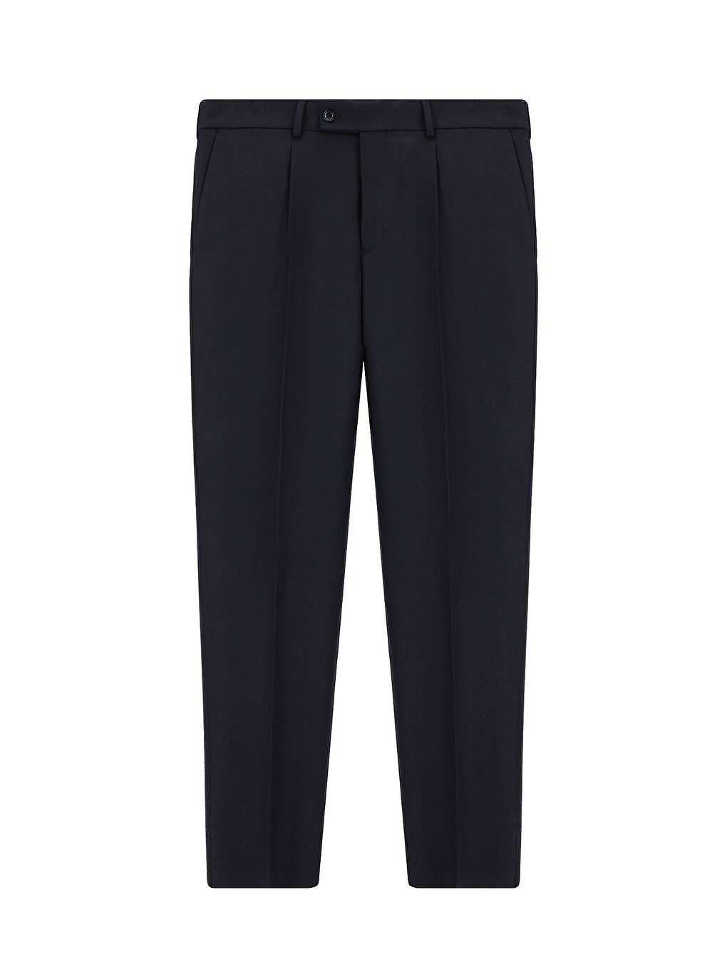 Lacivert Yünlü Pileli Flanel Klasik Kumaş Pantolon