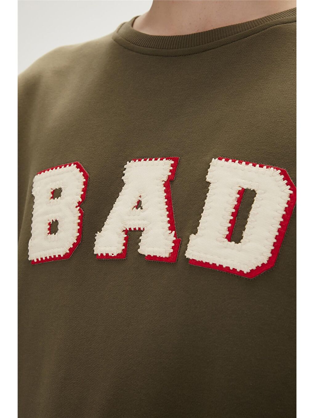 Bad Bear Haki Felt Crewneck Haki Erkek Sweatshirt - 2