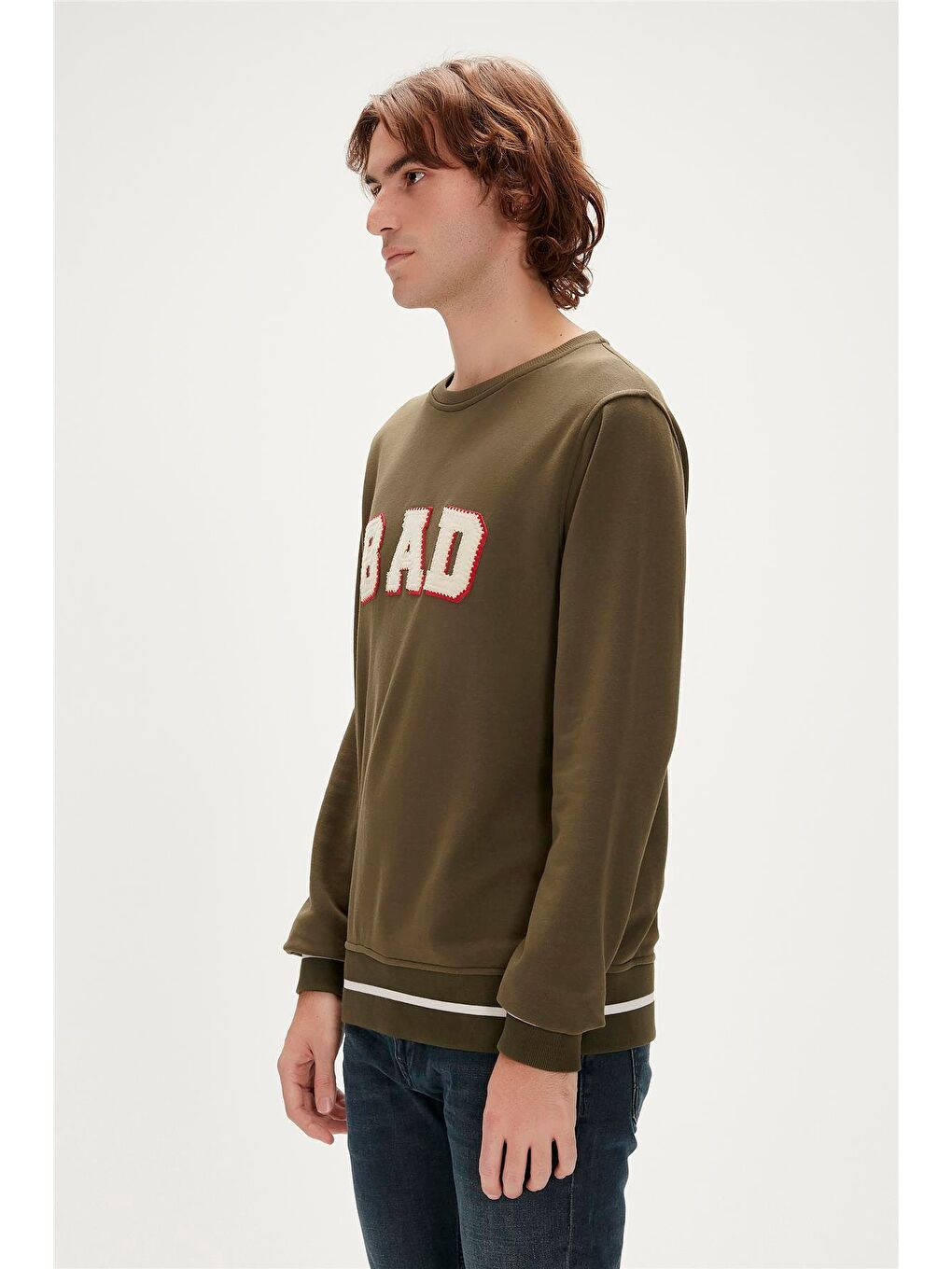 Bad Bear Haki Felt Crewneck Haki Erkek Sweatshirt - 5