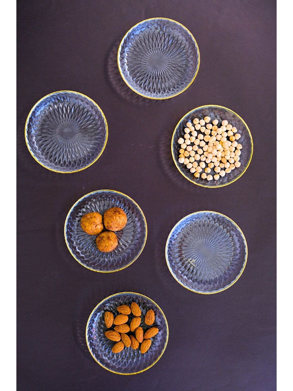 Renksiz Altın Yaldız Eğimli Cam Kase 12cm 6 lı 2493-4