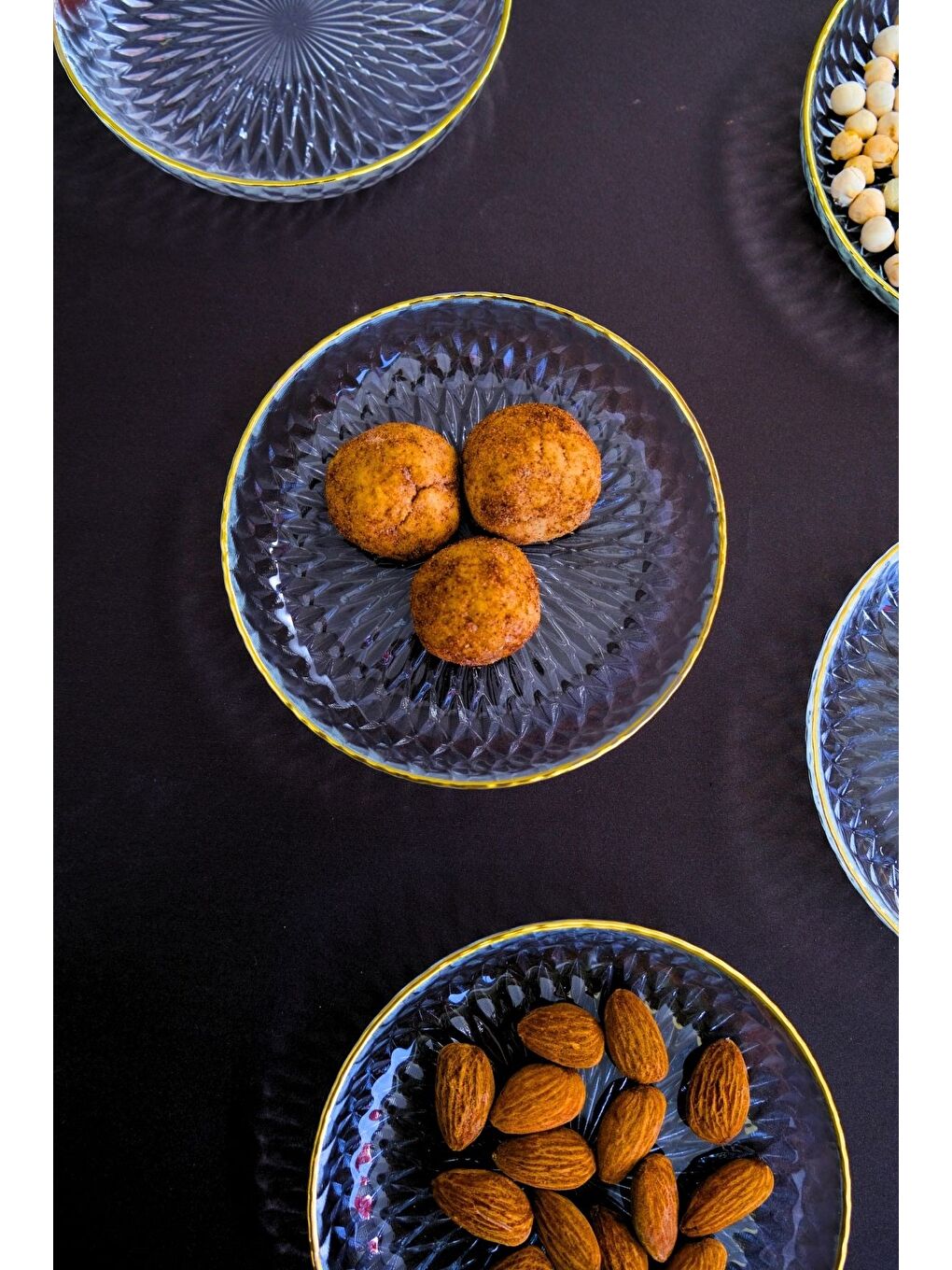 Renksiz Altın Yaldız Eğimli Cam Kase 12cm 6 lı 2493-5