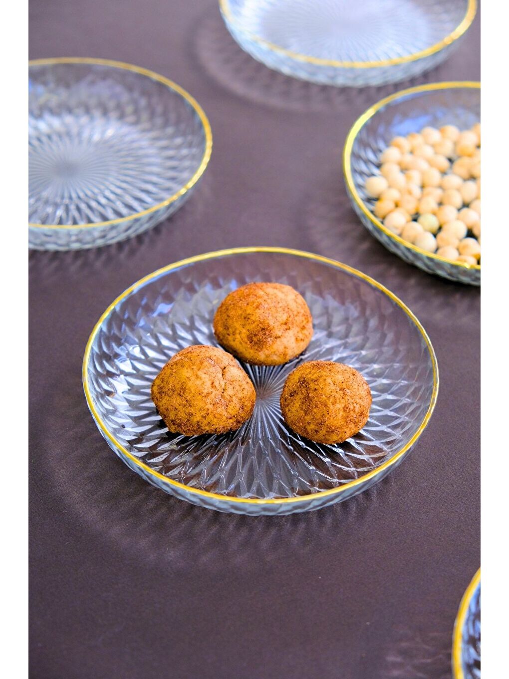 Renksiz Altın Yaldız Eğimli Cam Kase 12cm 6 lı 2493-6