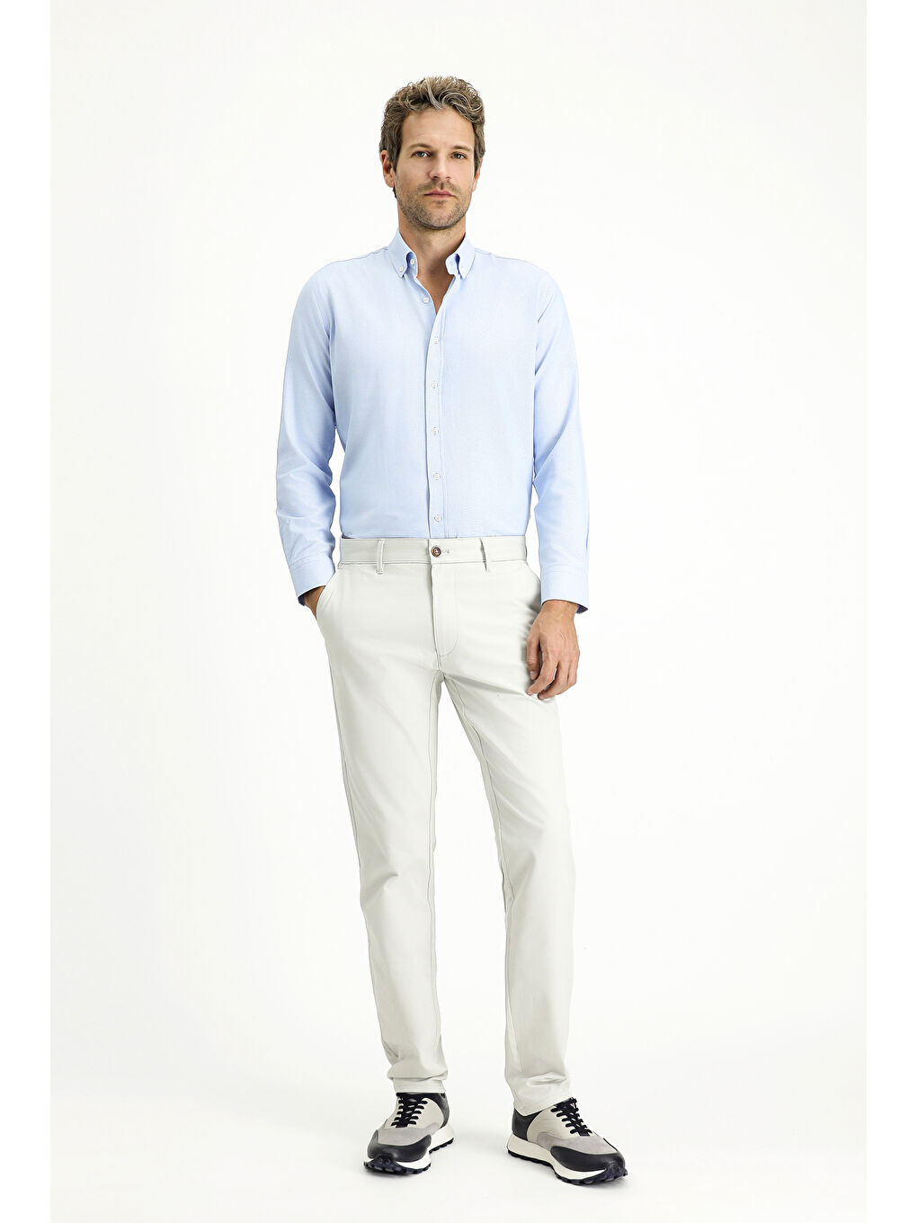 Bej Regular Fit Elastanlı Kanvas / Chino Pantolon-1