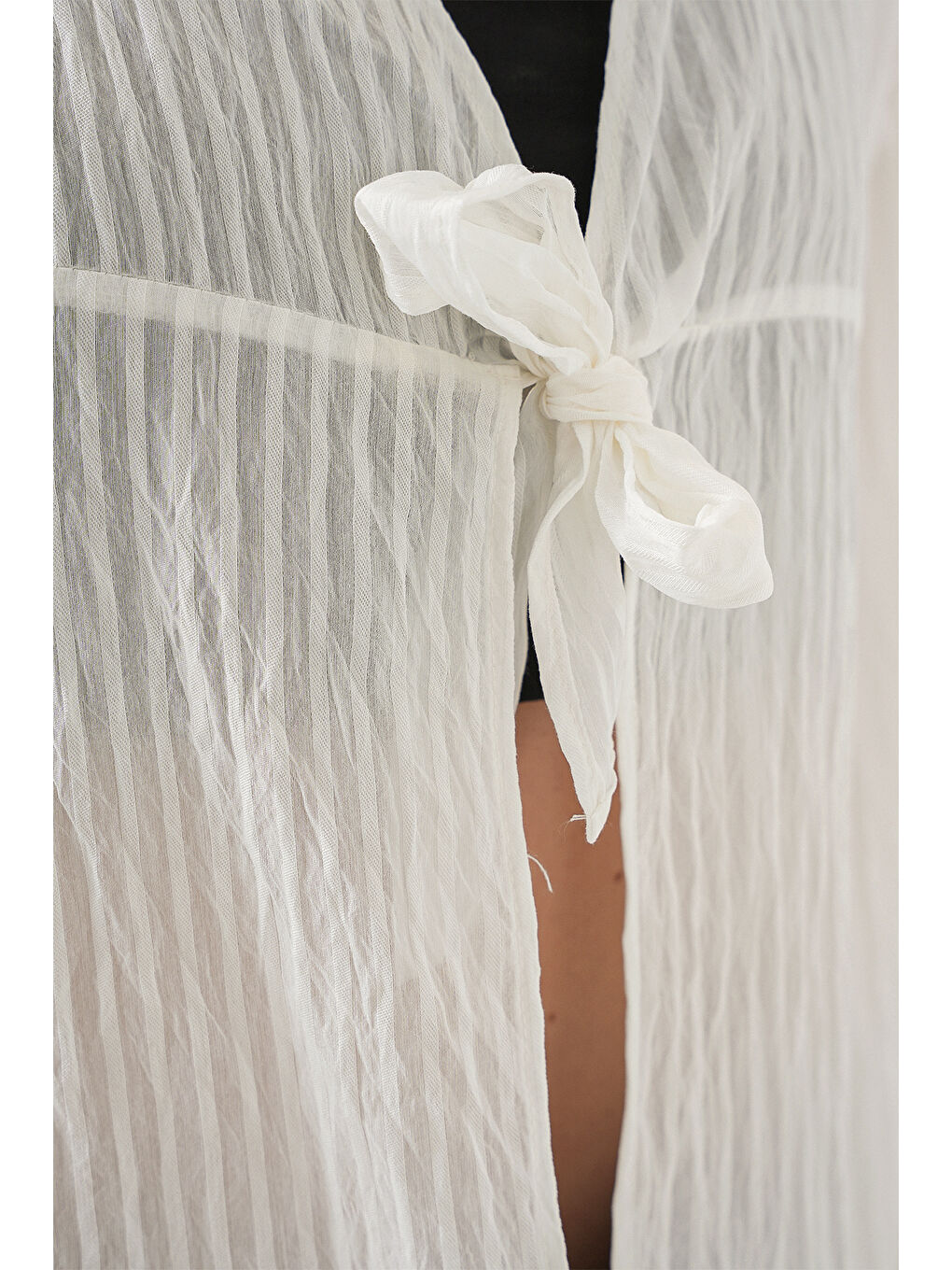 Kadın Önü Bağcıklı Bluz 952 - Beyaz-4