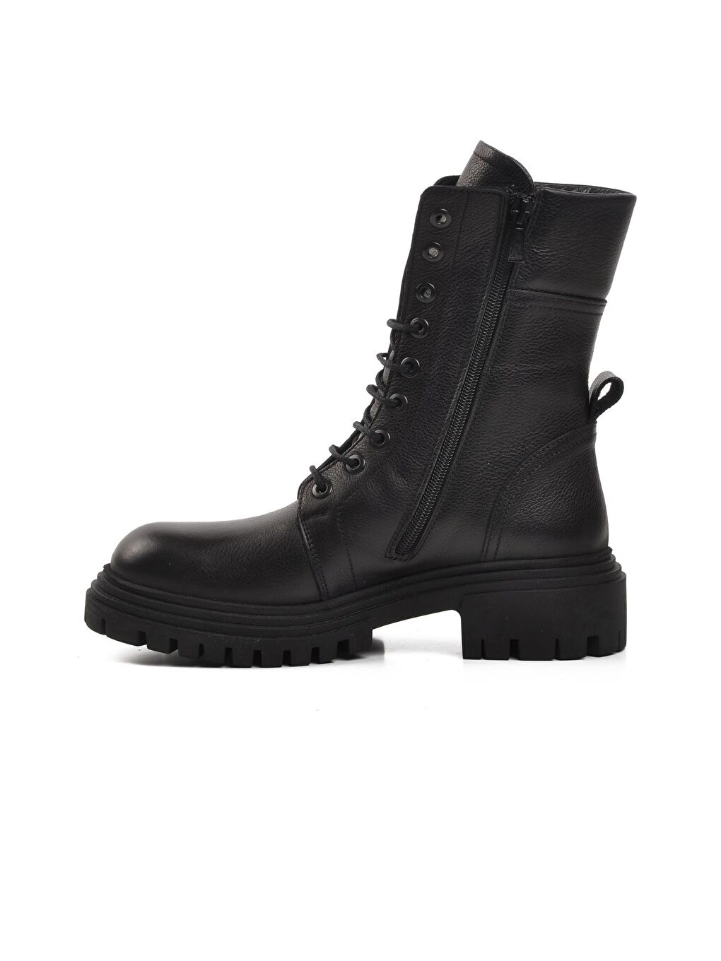 9233-1 Siyah Hakiki Deri İçi Polarlı Kadın Bot-1