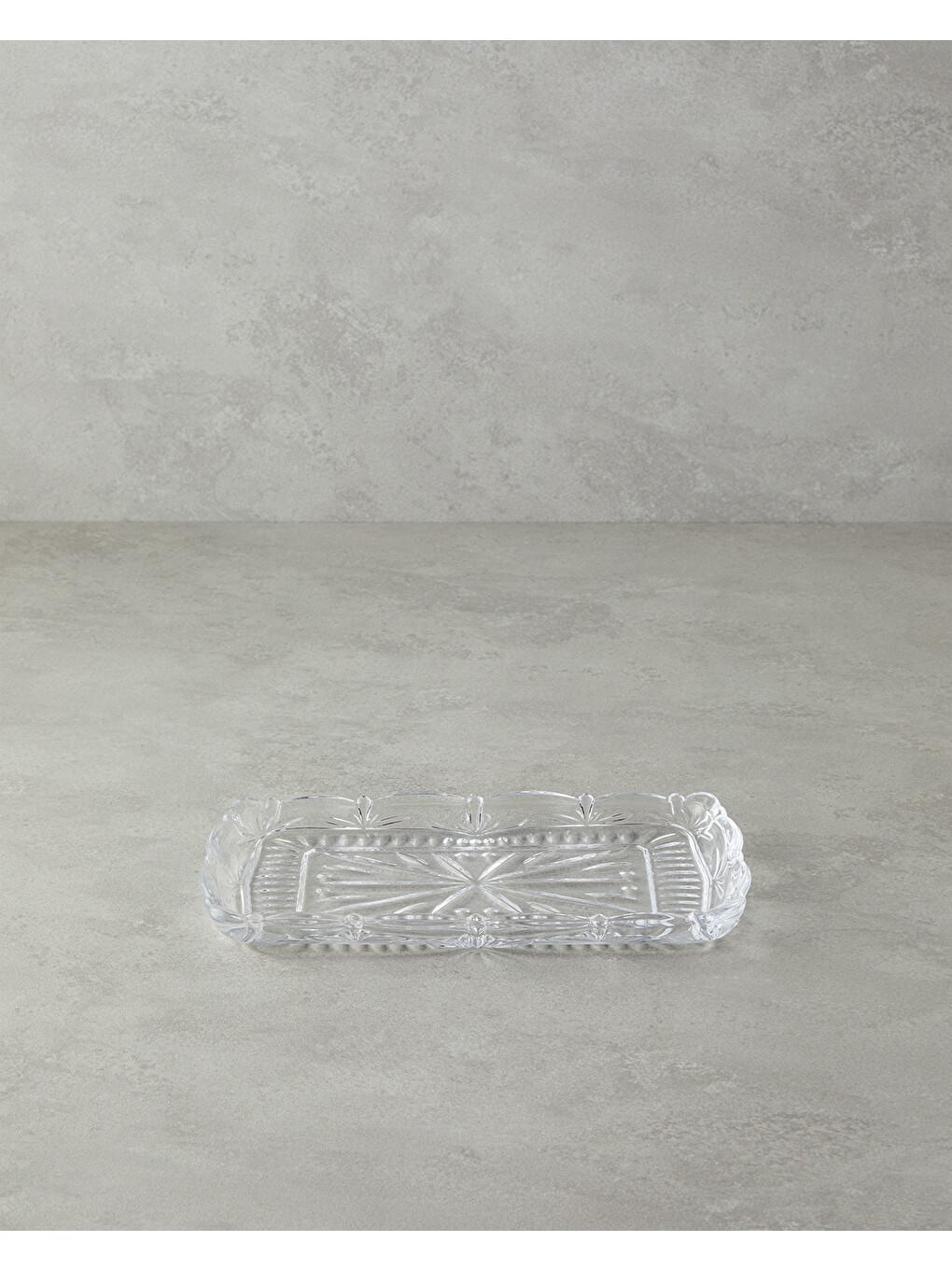 Renksiz Diamond Cam Kayık Tabak 26x15 Cm Şeffaf