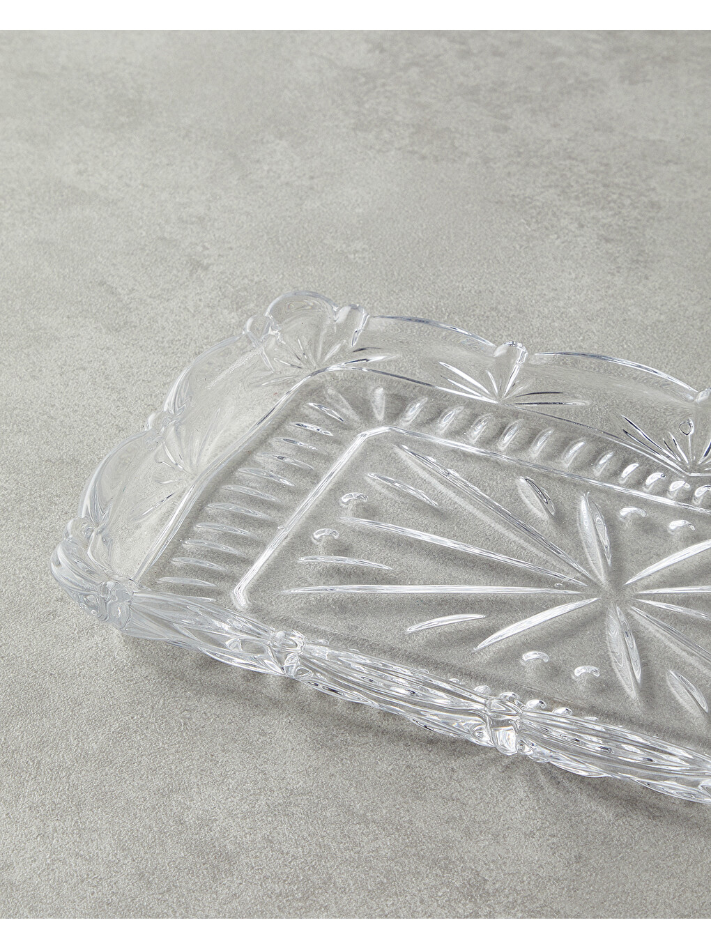 Renksiz Diamond Cam Kayık Tabak 26x15 Cm Şeffaf-2