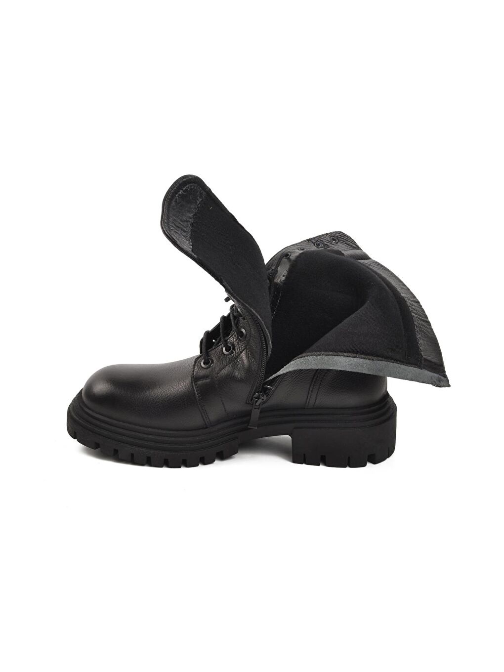 9233-1 Siyah Hakiki Deri İçi Polarlı Kadın Bot-3