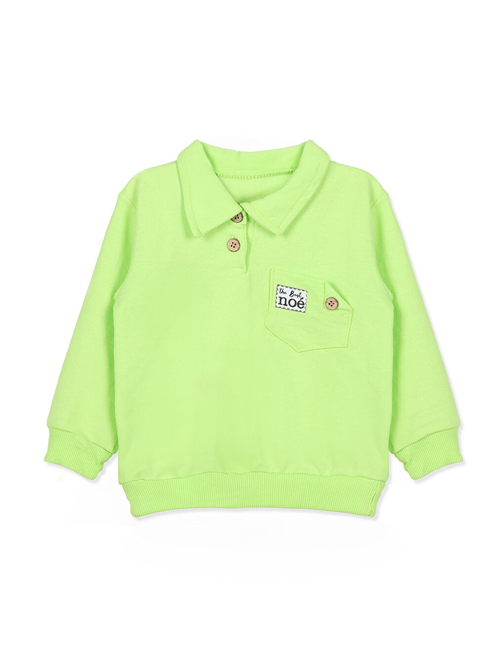 KİKO Yeşil Düğme Detaylı Erkek Bebek Sweatshirt Eşofman 2'Li Takım - 1