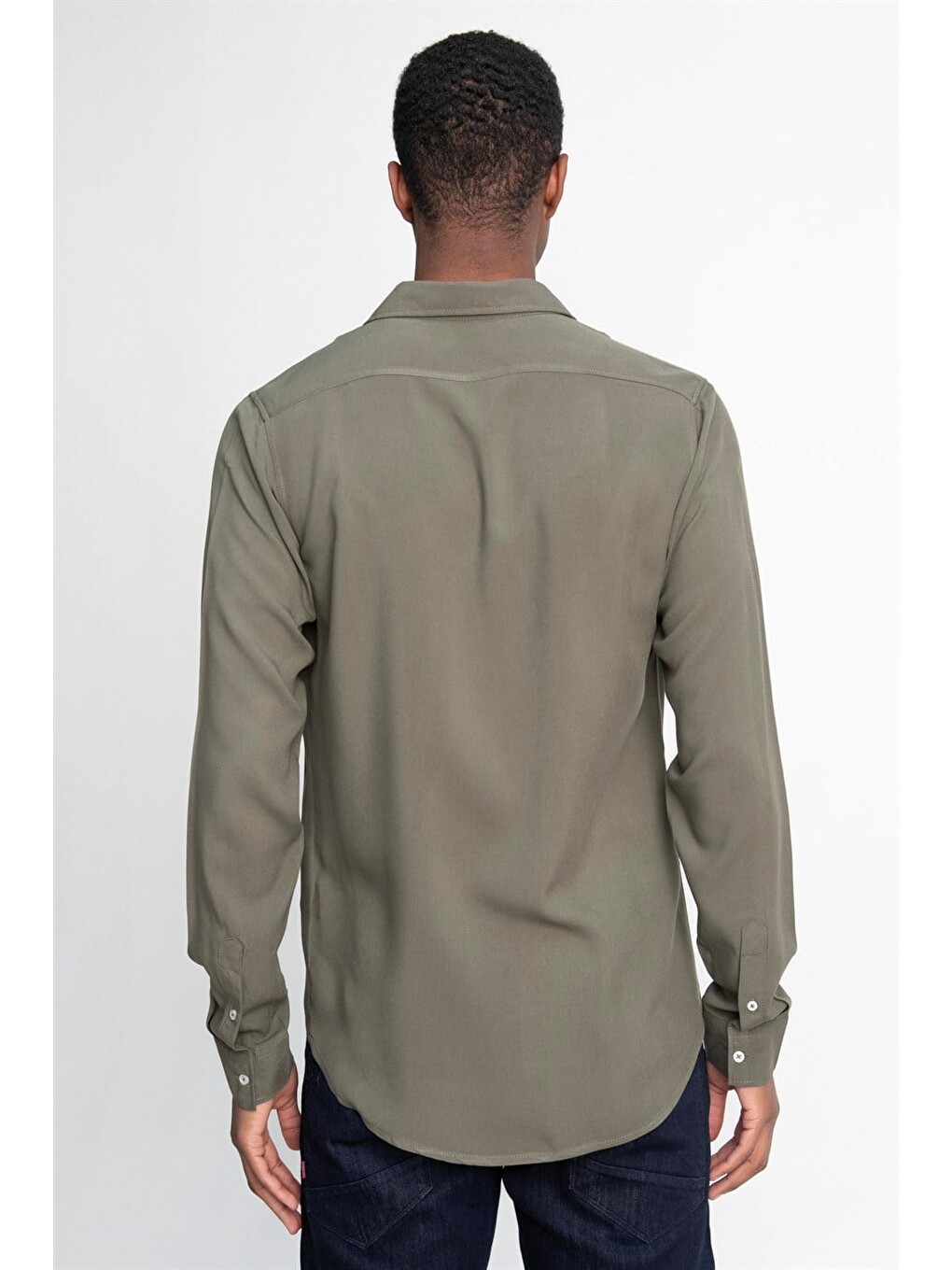 Yeşil Tudors Slim Fit Dar Kesim Uzun Kol Dökümlü Viskon Şık Erkek Gömlek-3