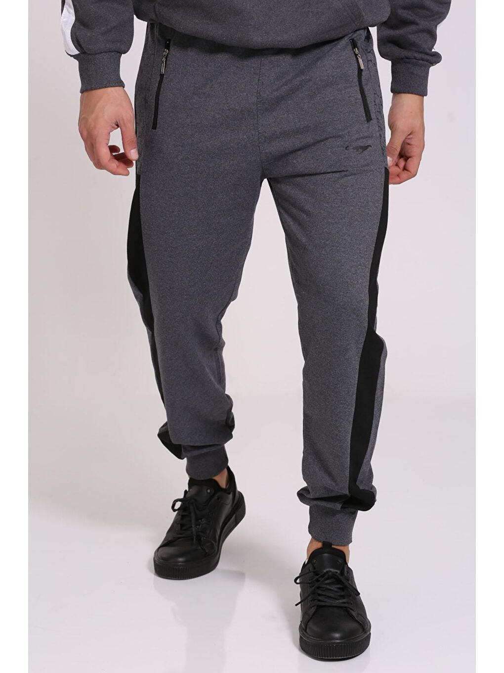 Antrasit Ribanalı Jakarlı Joger Erkek Eşofman Altı-1