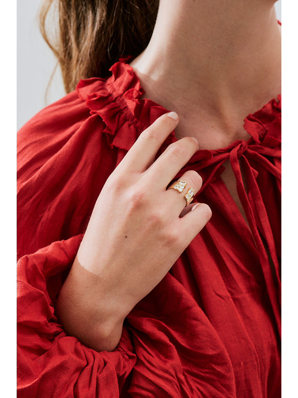 Beyaz Elara Tasarım Yüzük Standart-1