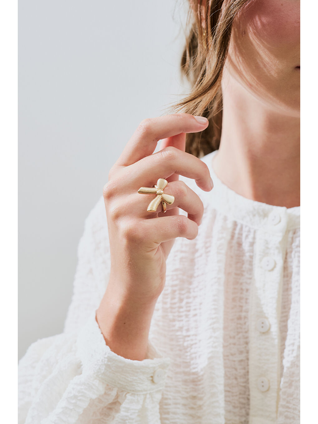 Beyaz Twıst Fiyonk Tasarım Yüzük Standart-1