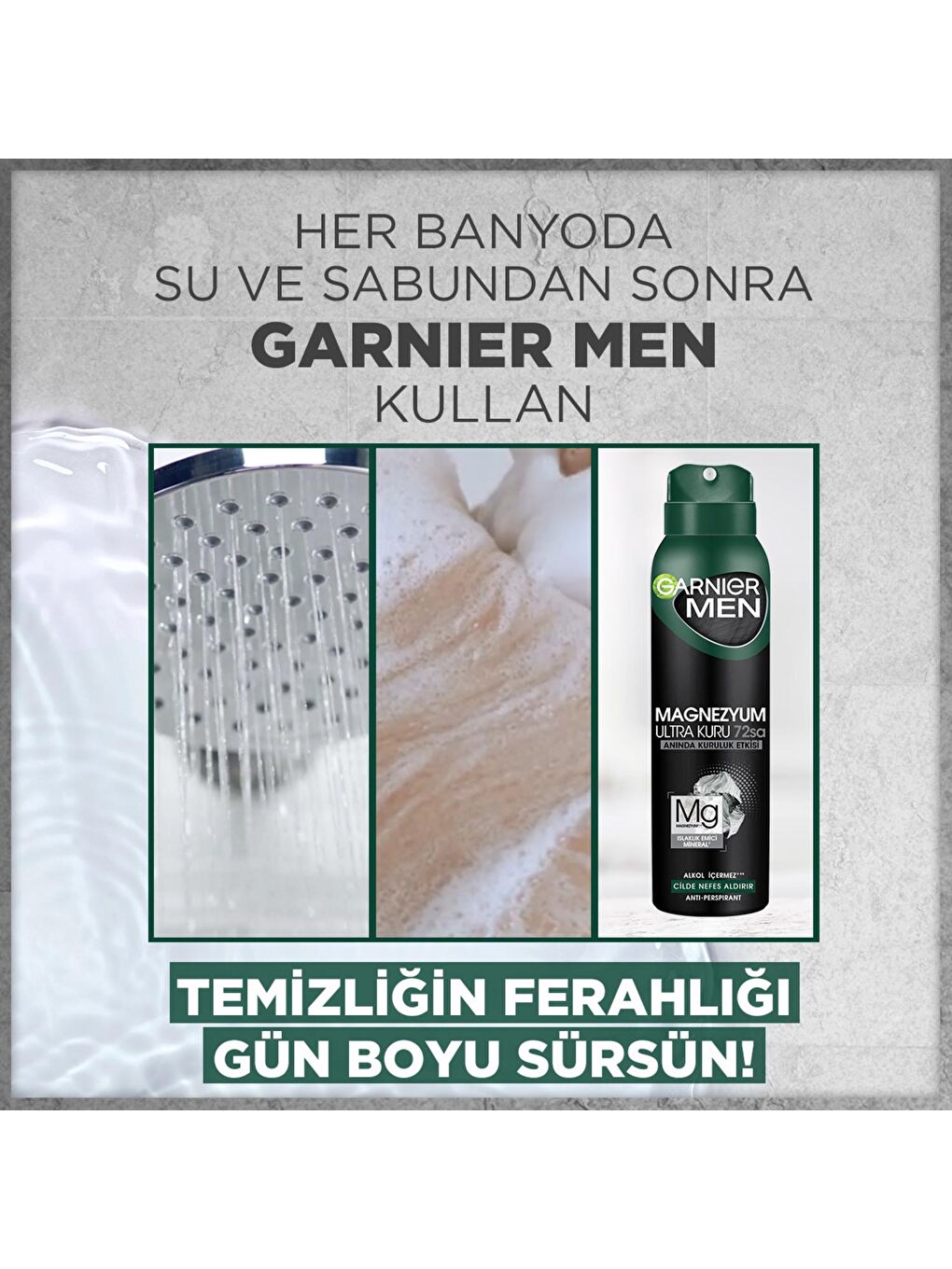 GARNIER Şeffaf Men Magnezyum Ultra Kuru Sprey Deodorant 150 ml - 2