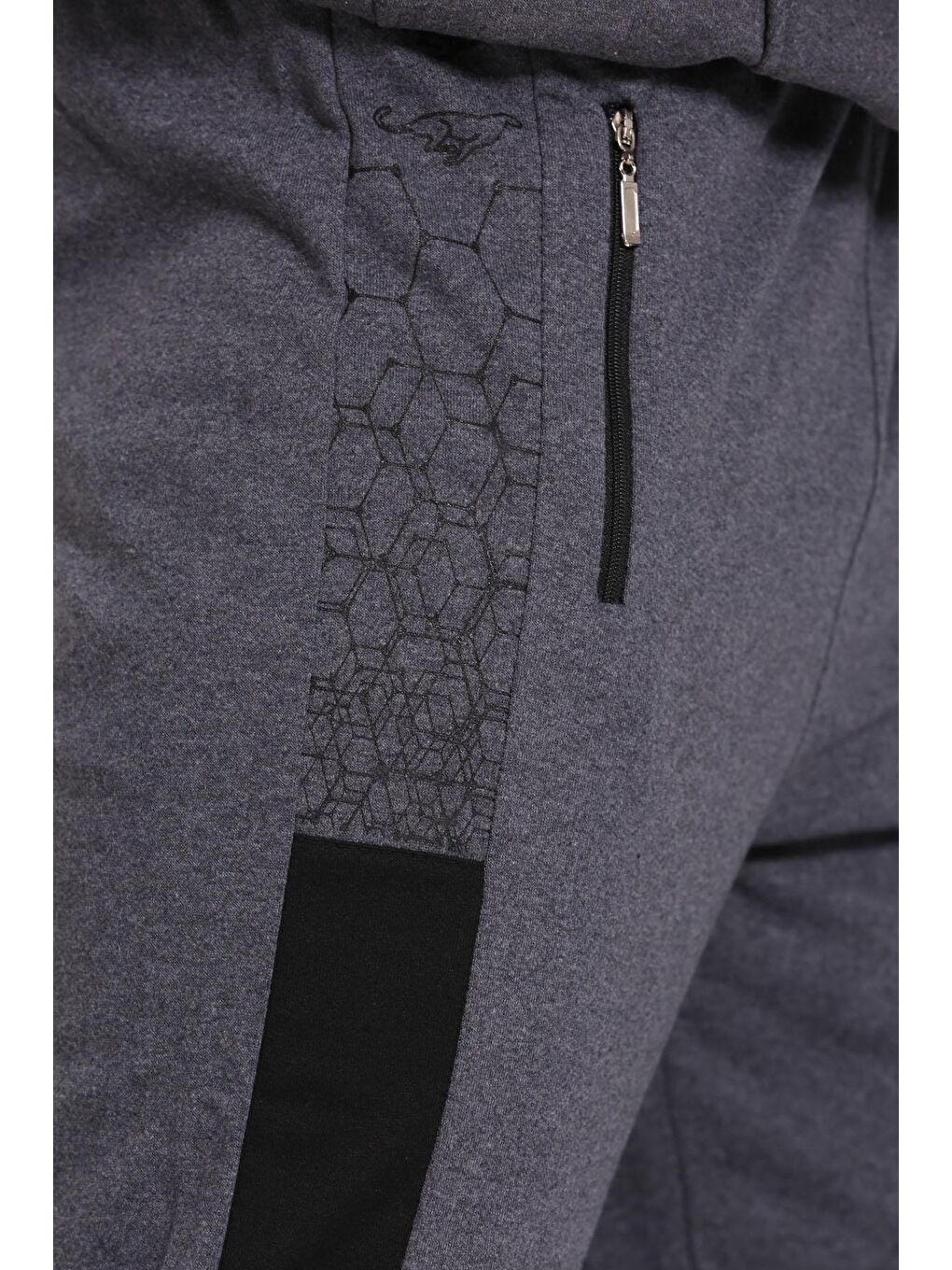 Antrasit Ribanalı Jakarlı Joger Erkek Eşofman Altı-5