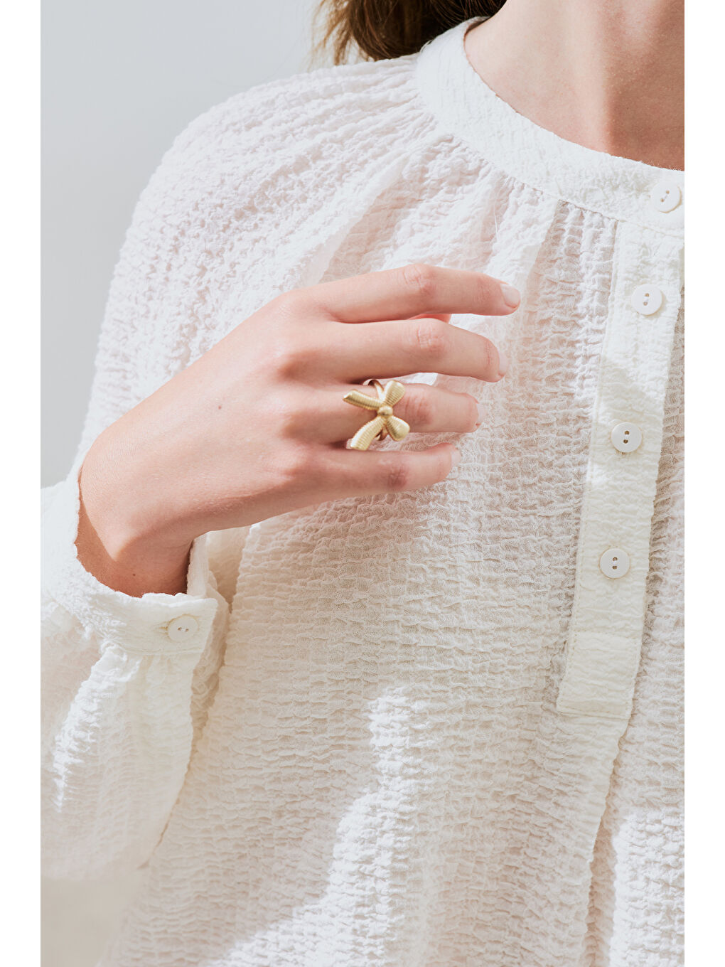 Beyaz Twıst Fiyonk Tasarım Yüzük Standart-2