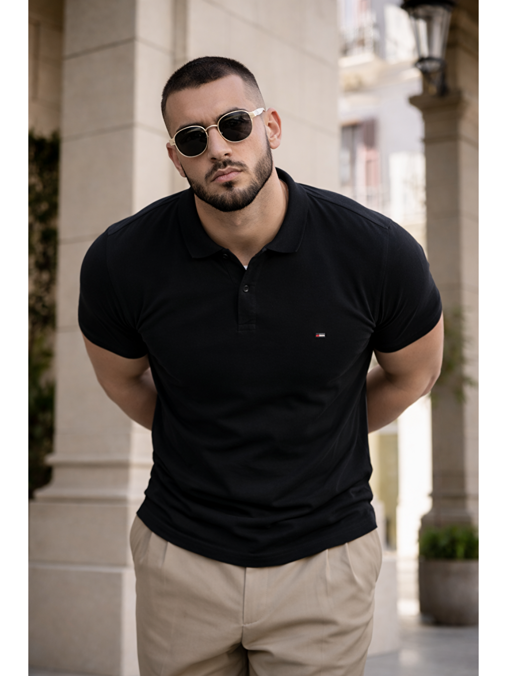 Erkek Trend Dar Basic Yazlık Siyah Polo Yaka Tişört-1