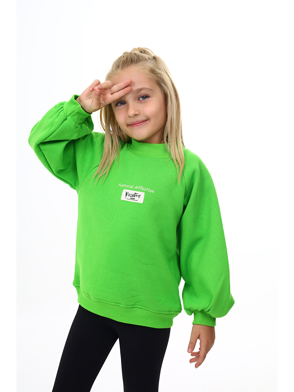 Yeşil Kız Çocuk Baskılı Sweatshirt