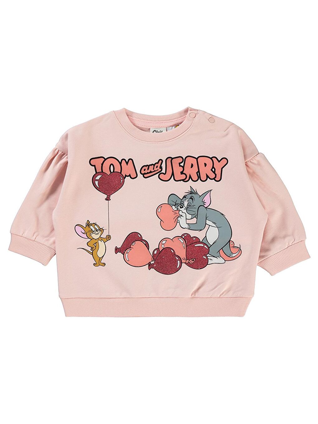 Civil Somon Tom Ve Jerry Kız Bebek Sweatshirt 6-18 Ay Somon