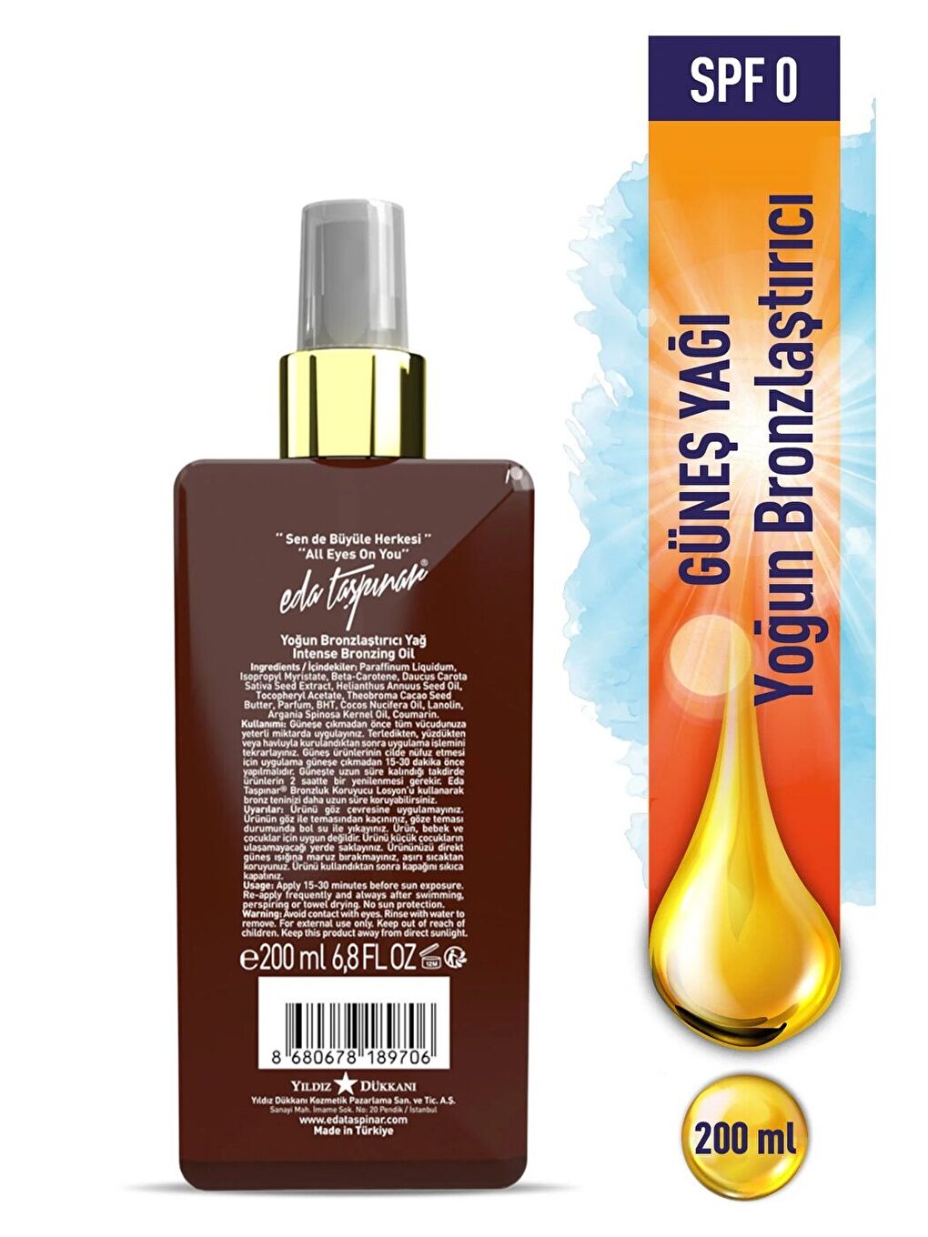 Yoğun Bronzlaştırıcı Yağ Sprey Kapak - 200 ml-1