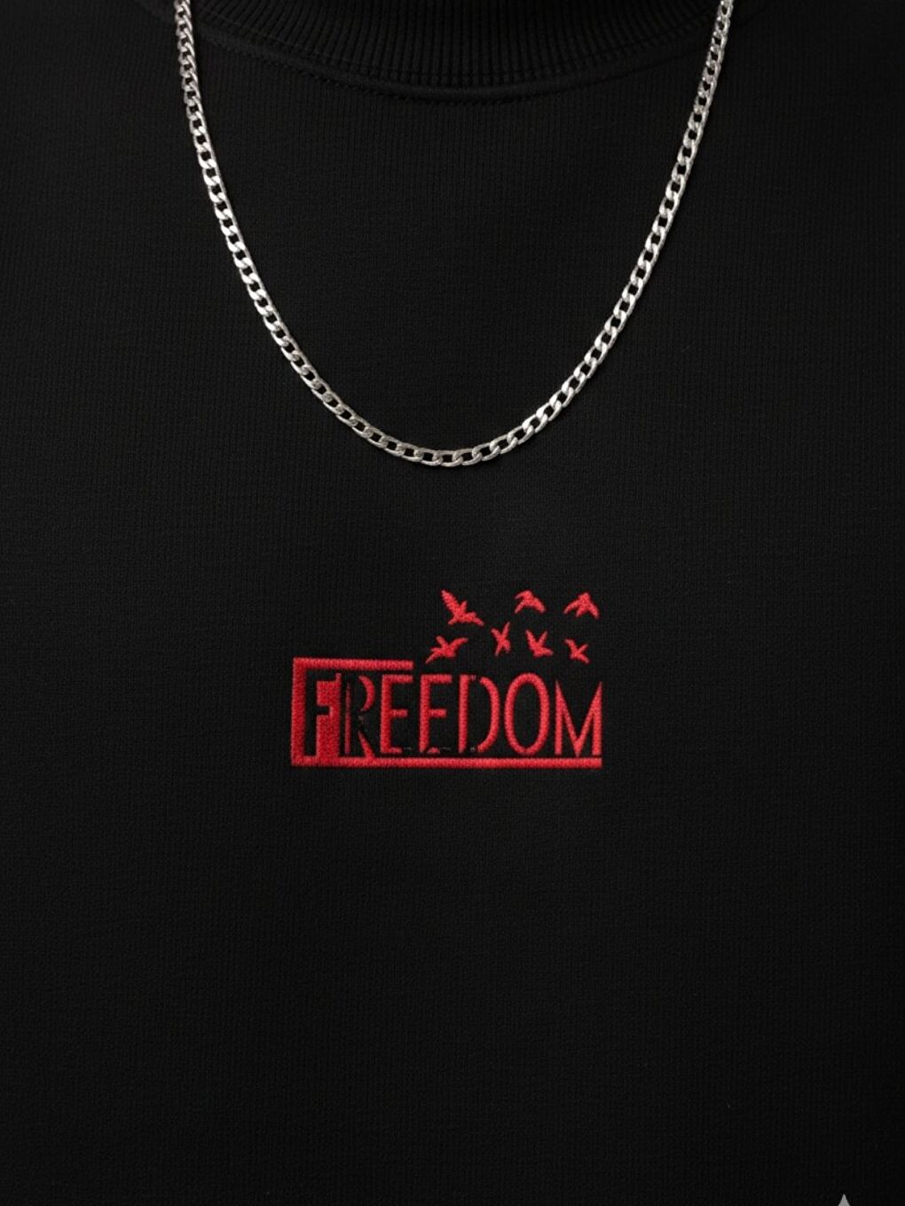 Erkek Siyah Freedom Özel Baskılı Regular Sweatshirt-2
