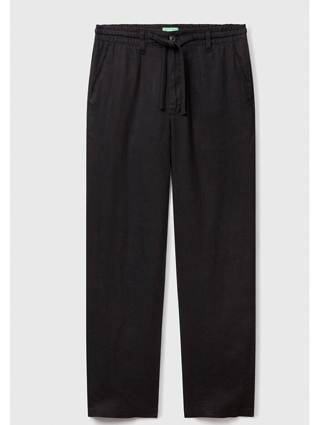 Erkek Siyah %100 Keten Beli İpli Pantolon