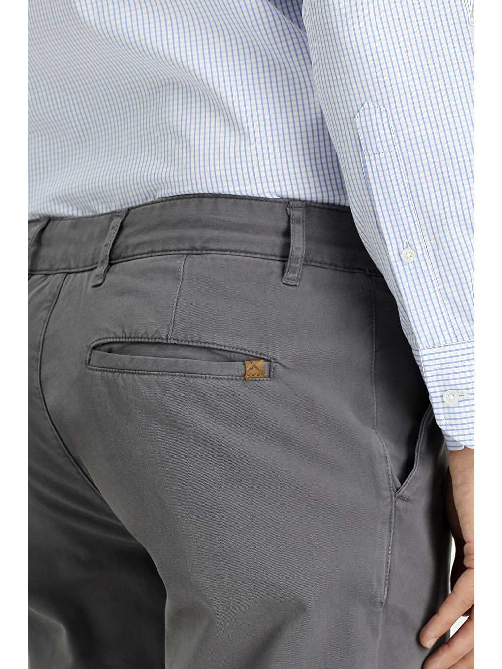 Gri Slim Fit Dar Kesim Elastanlı Kanvas /  Chino Pantolon-5