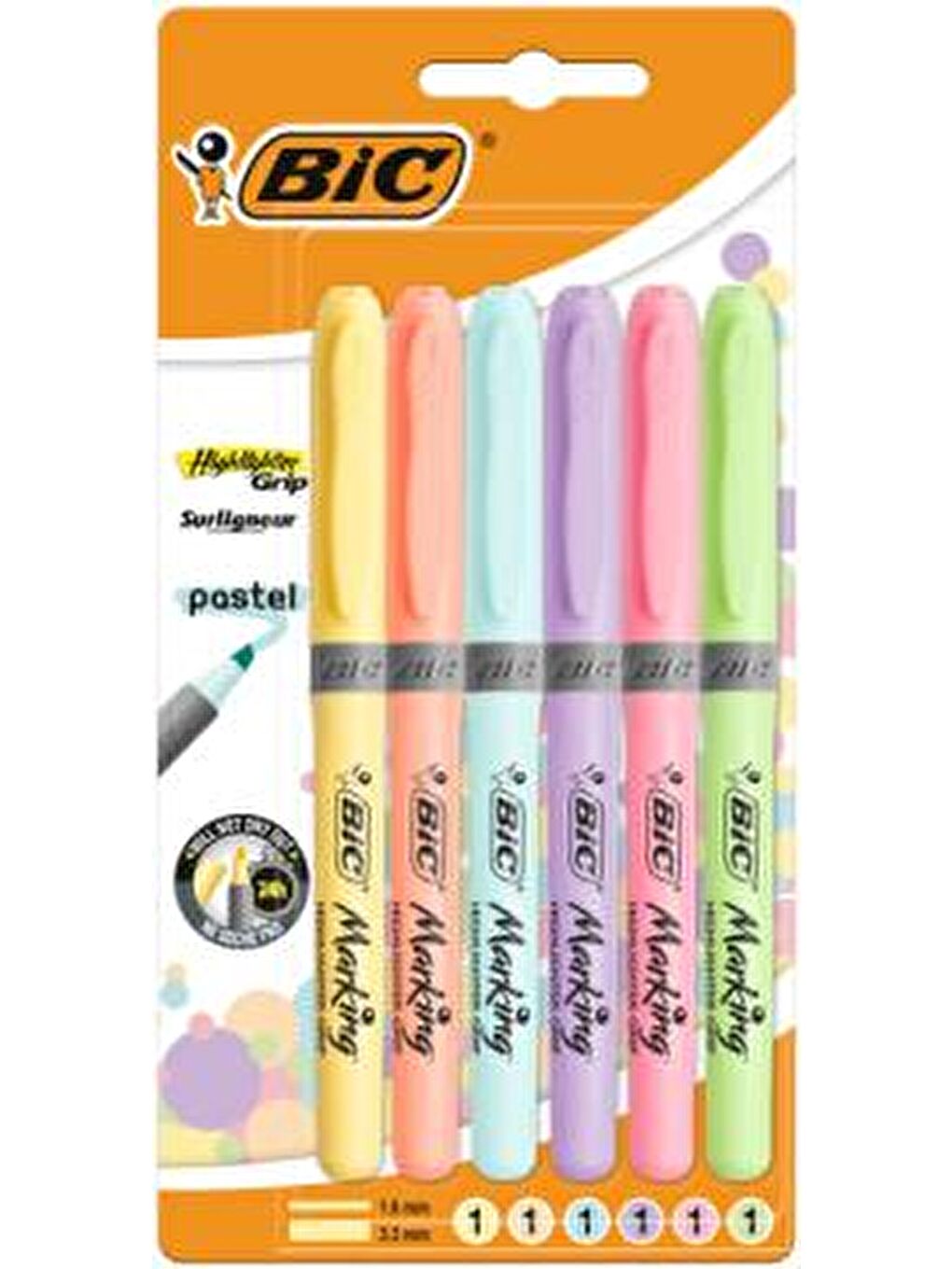 Bic Marking Highlighter Grip Kalem Tipi Fosforlu Kalem Pastel Renkler 6'lı Blister - 8