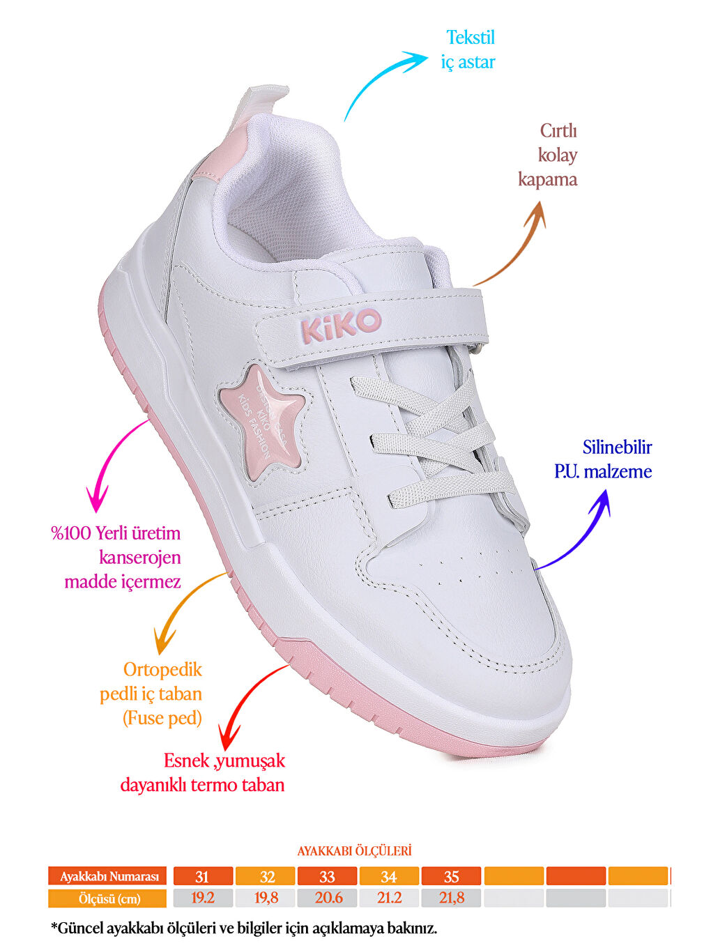 Beyaz Sand Cırtlı Kız Çocuk Spor Ayakkabı-1