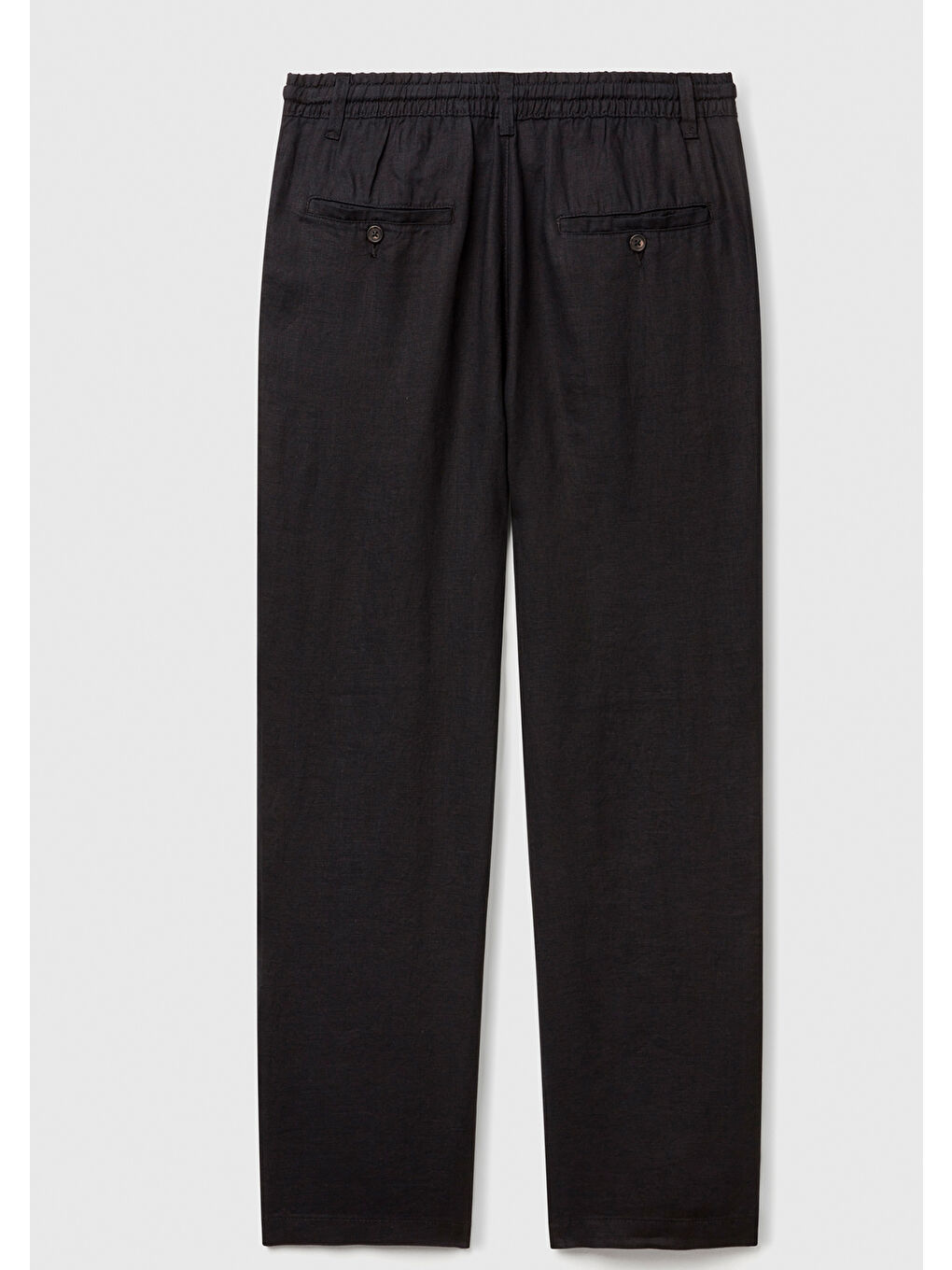 Erkek Siyah %100 Keten Beli İpli Pantolon-1
