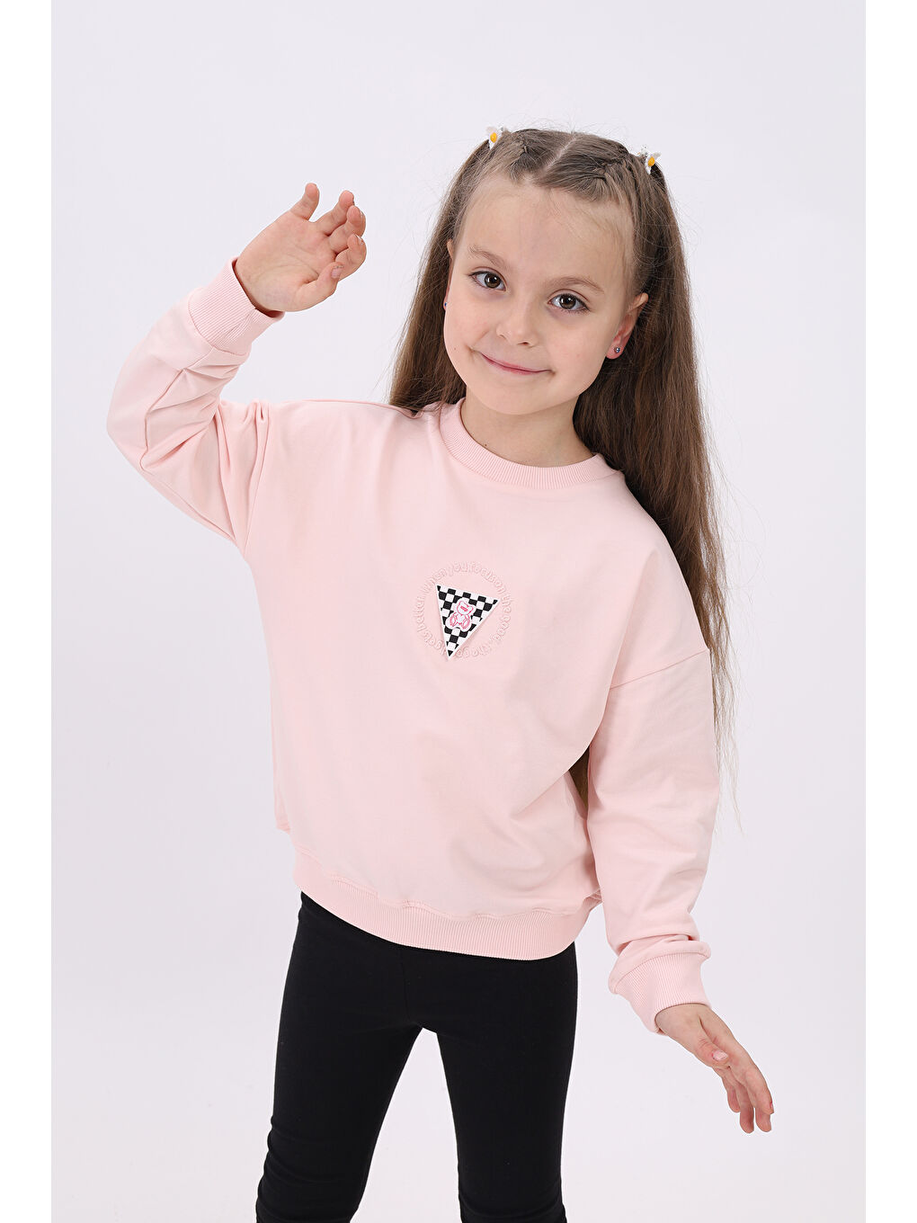 Toontoykids Pembe Kız Çocuk Nakışlı Sweatshirt