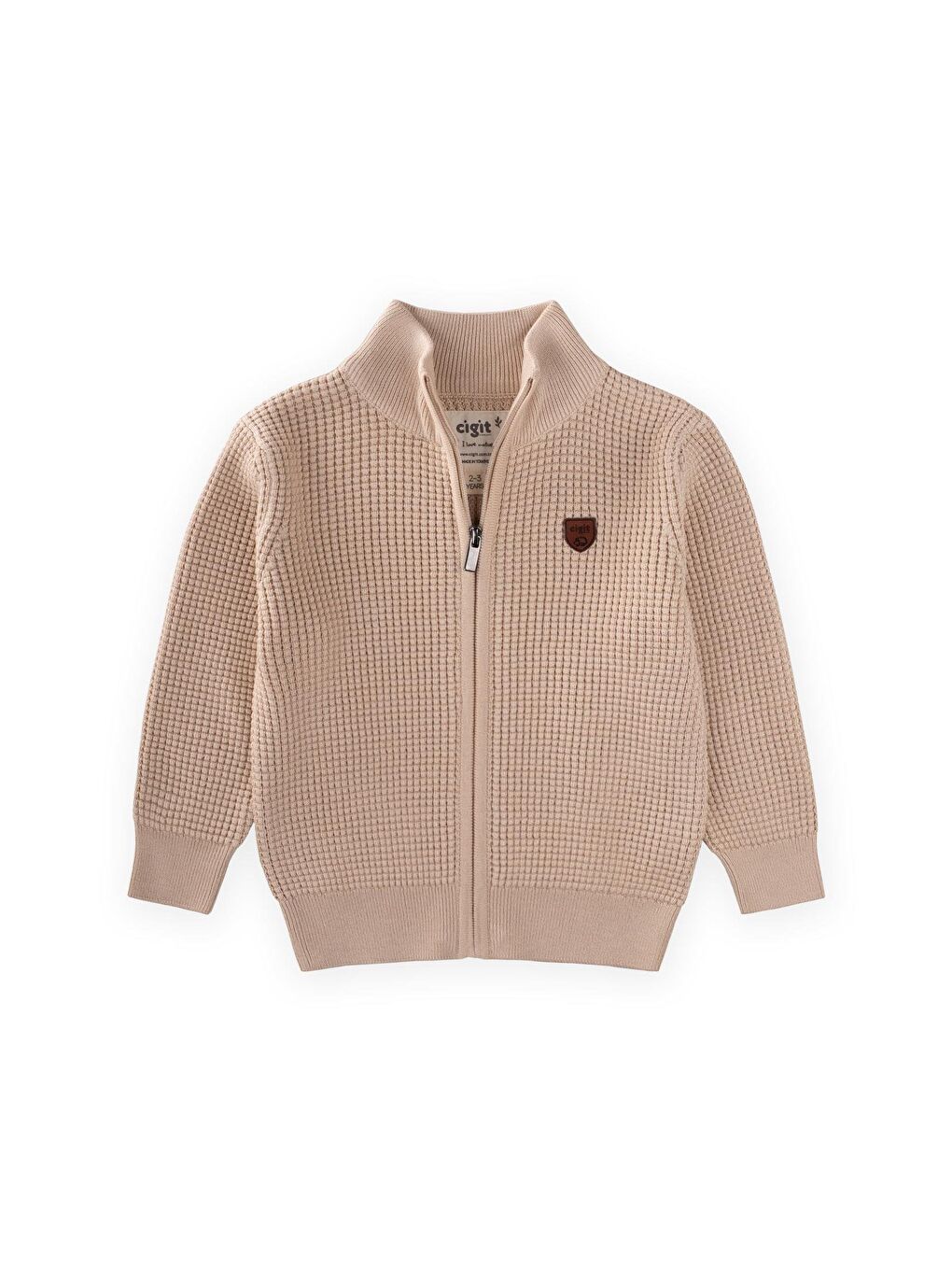 Selanik Fermuarlı Triko Hırka 2-11 Yaş Bej