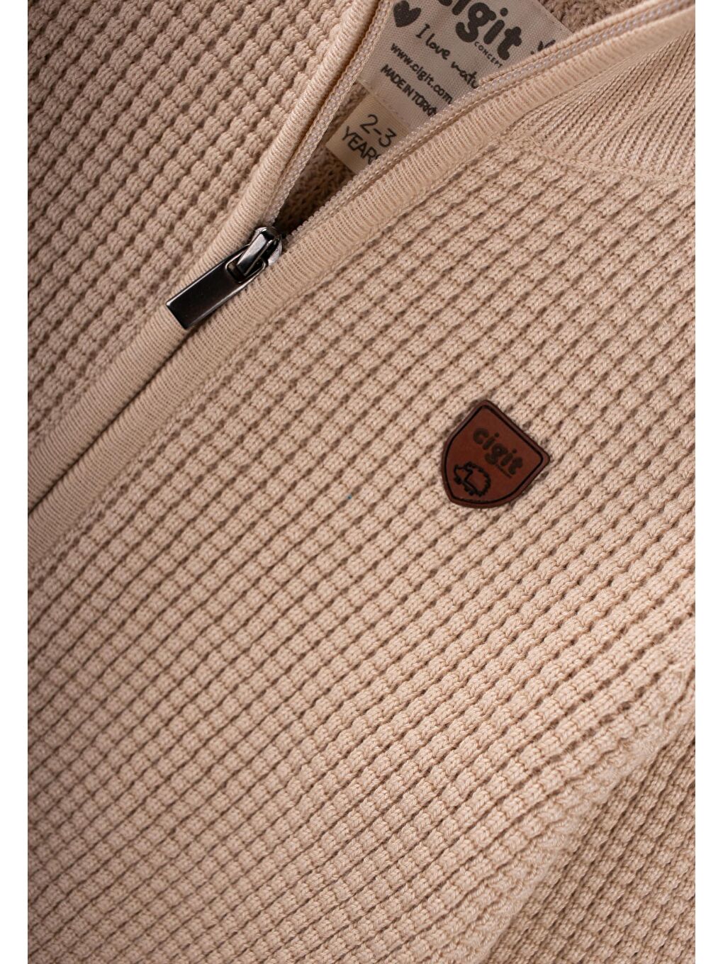Selanik Fermuarlı Triko Hırka 2-11 Yaş Bej-2