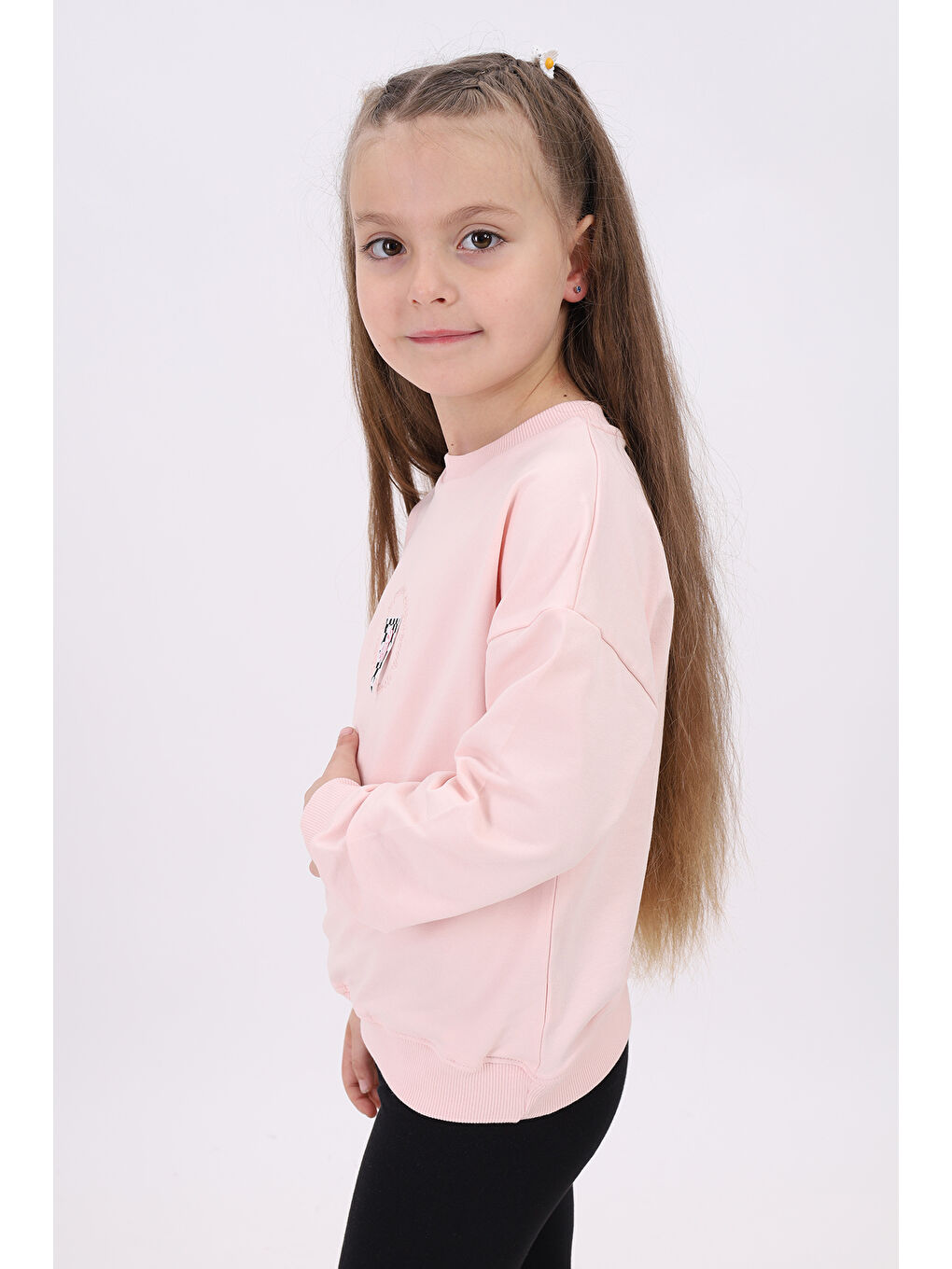 Toontoykids Pembe Kız Çocuk Nakışlı Sweatshirt - 1