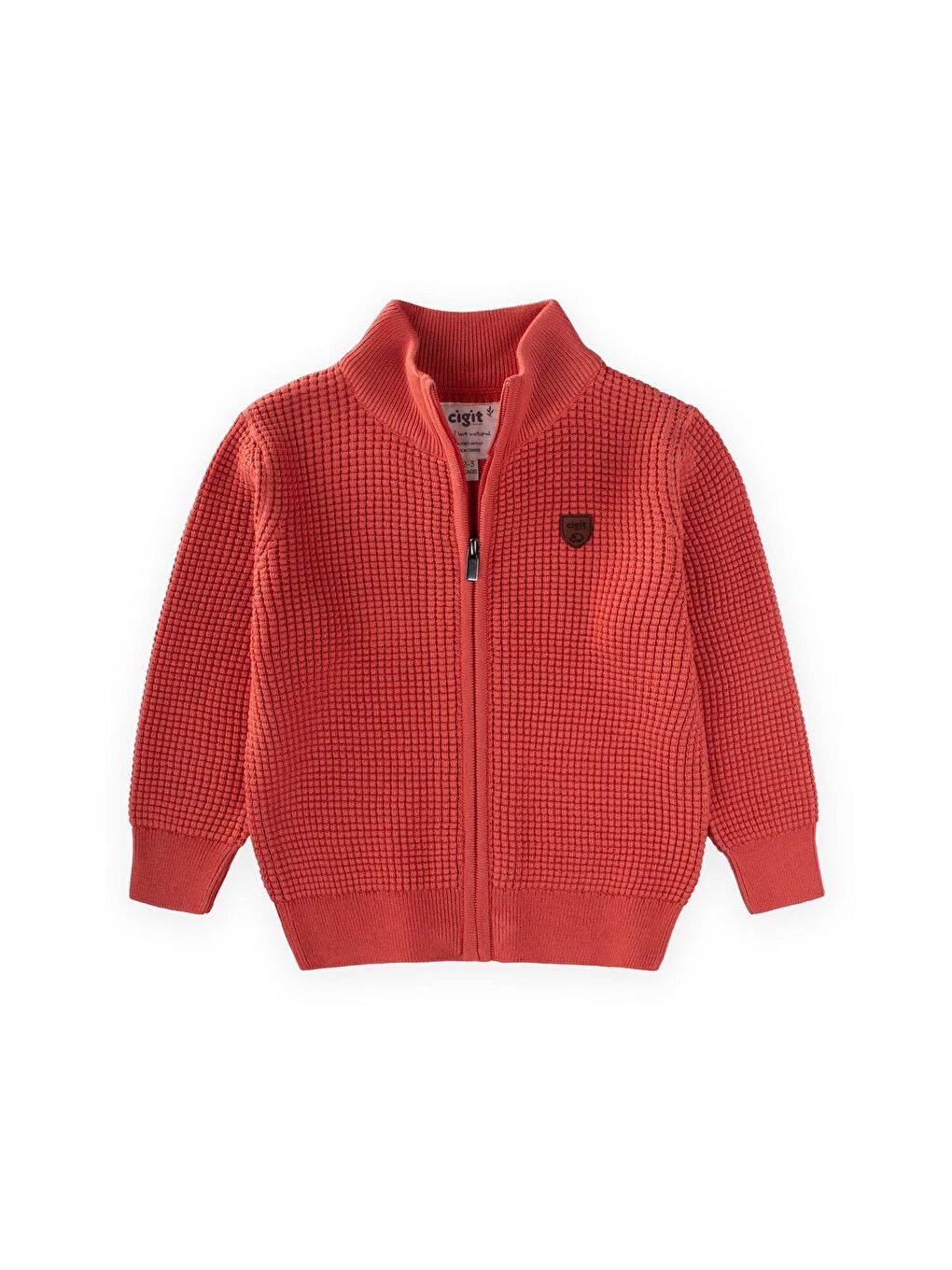 Pembe Selanik Fermuarlı Triko Hırka 2-11 Yaş Somon