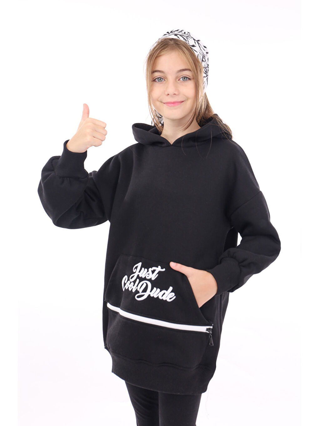 Siyah Kız Çocuk Nakışlı Sweatshirt