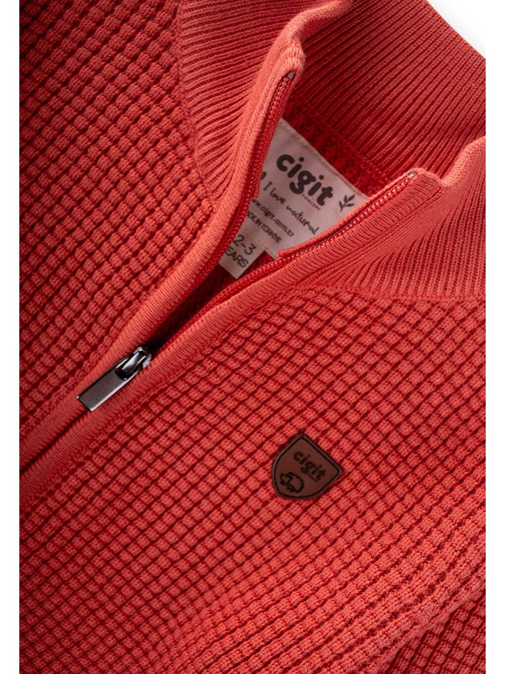 Pembe Selanik Fermuarlı Triko Hırka 2-11 Yaş Somon-2