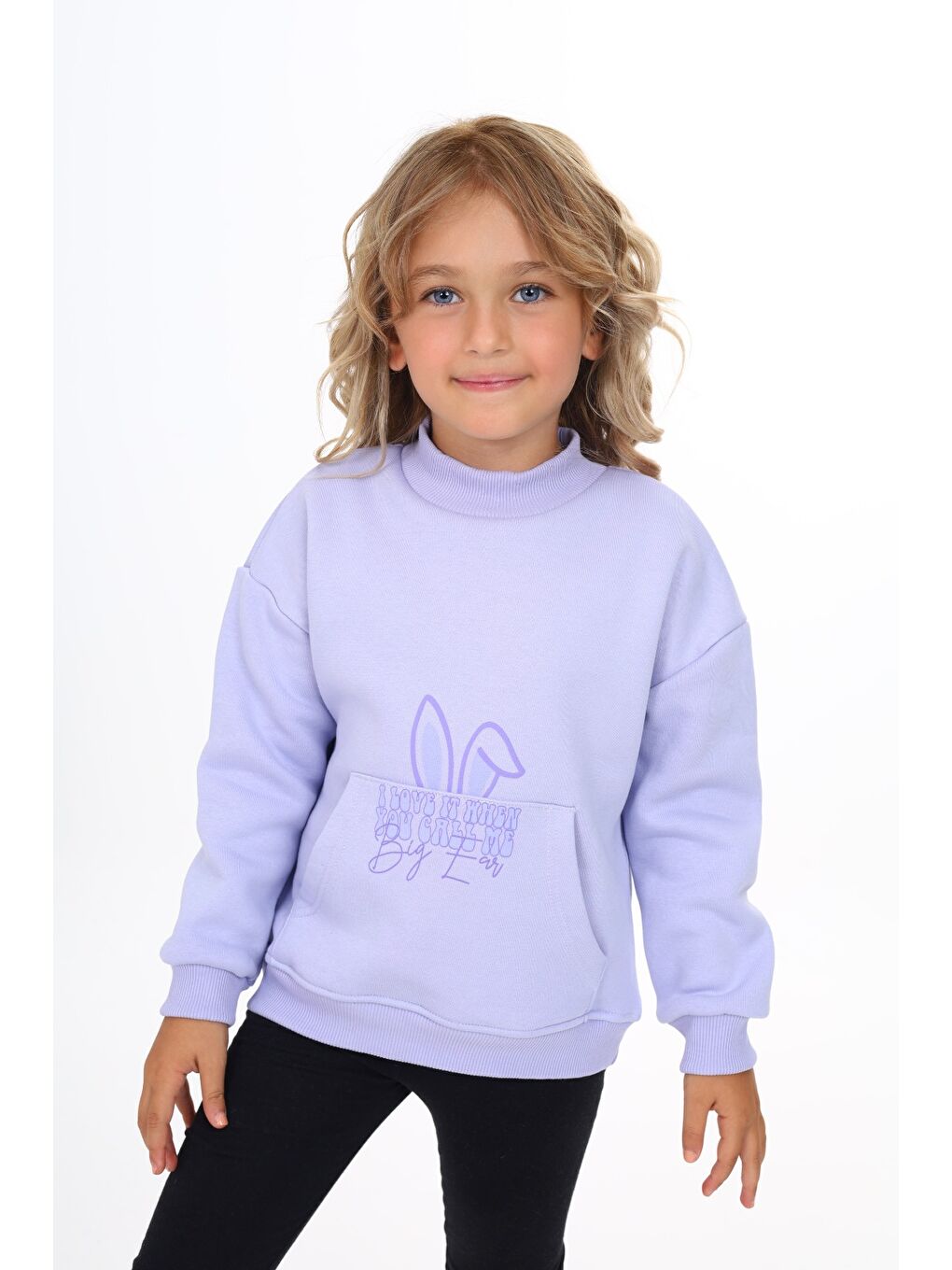 Lila Kız Çocuk Baskılı Sweatshirt