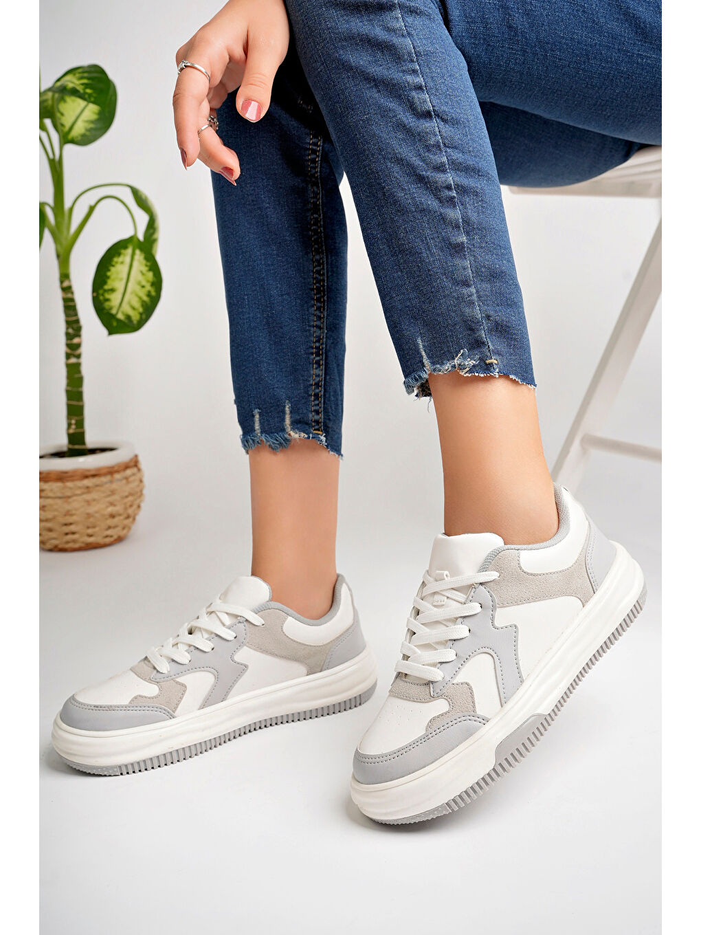 Gri Kadın Sneaker Günlük Ayakkabı-2