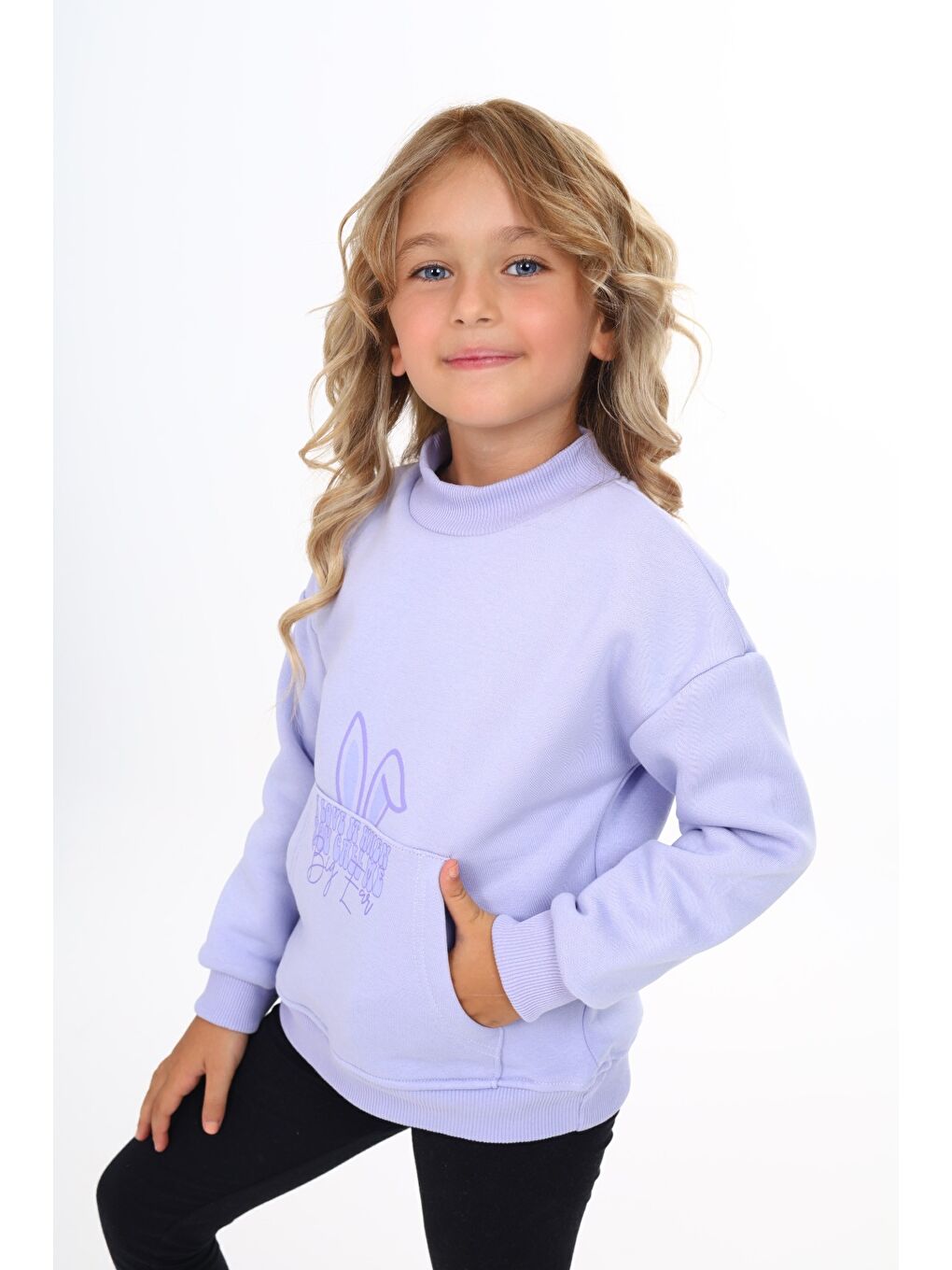 Lila Kız Çocuk Baskılı Sweatshirt-1