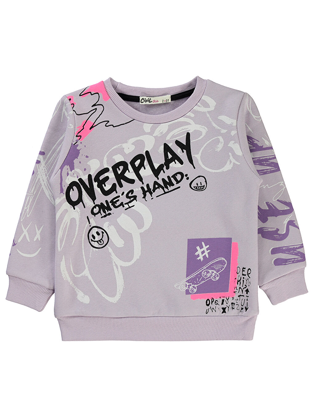 Civil Mor Girls Kız Çocuk Sweatshirt 2-5 Yaş Nazik Lavanta