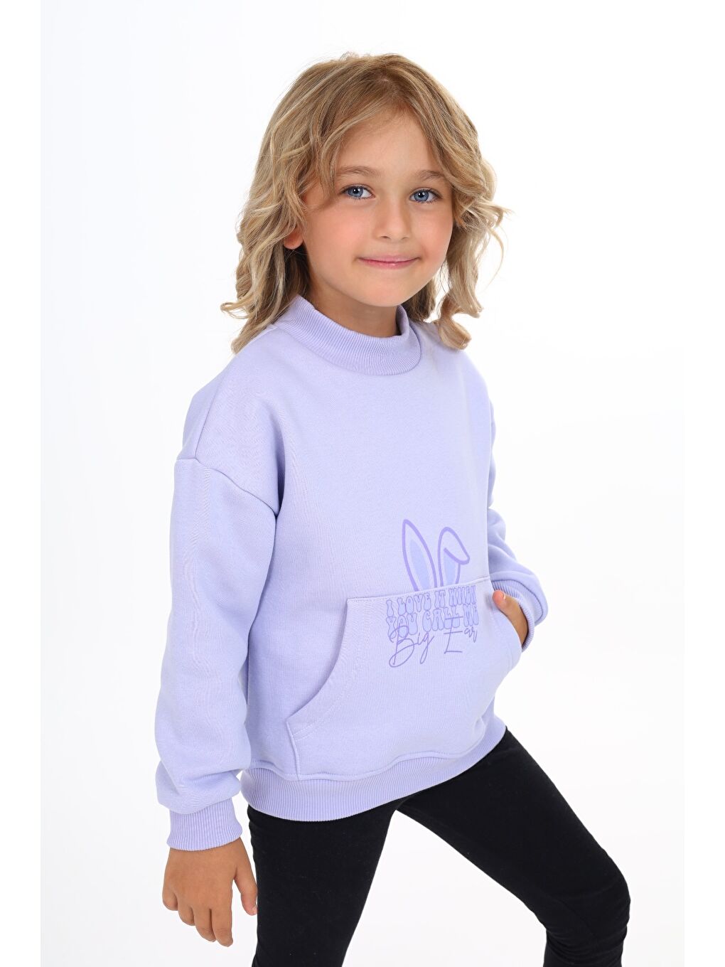 Lila Kız Çocuk Baskılı Sweatshirt-2