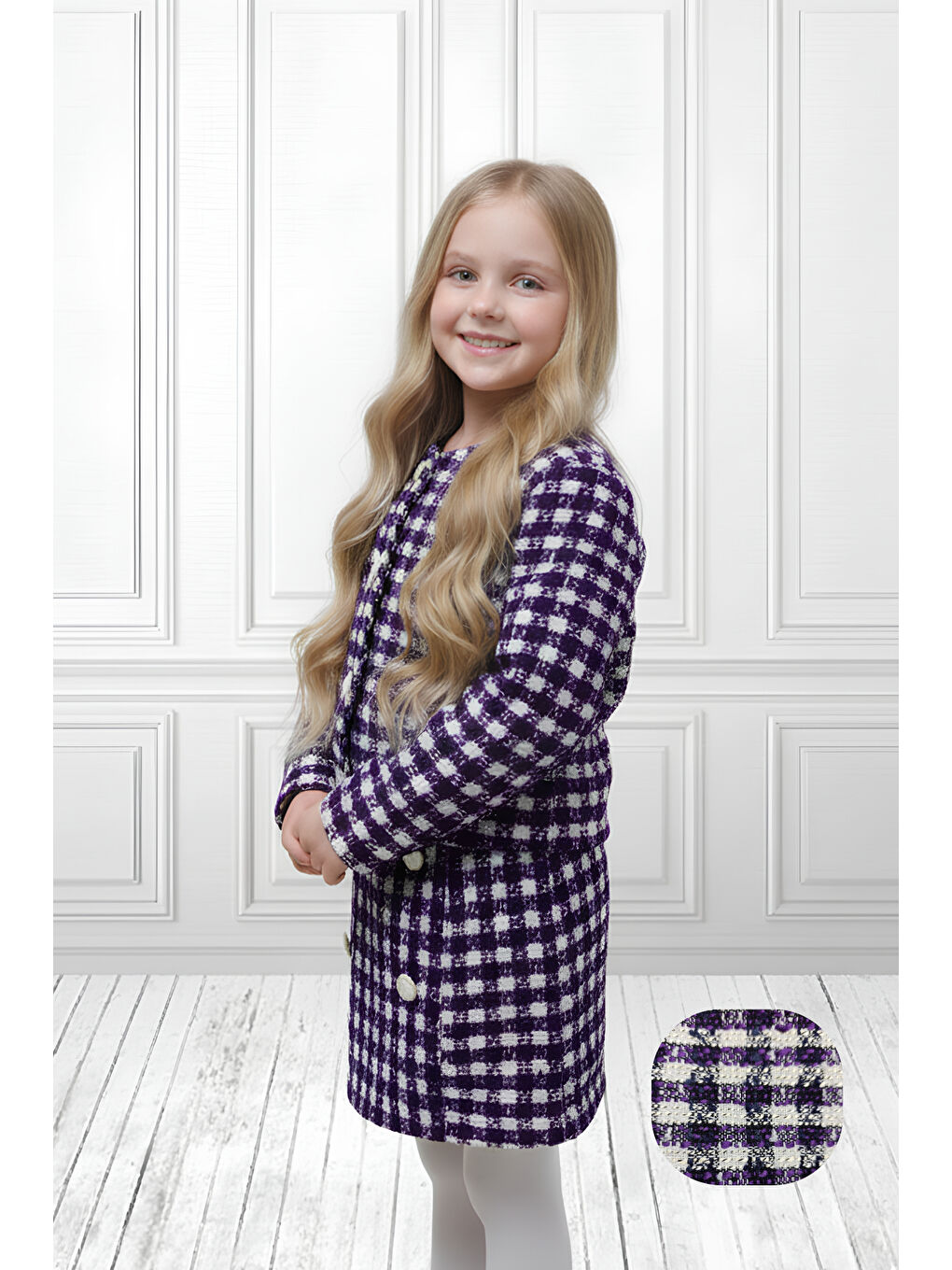 Mor Kız Çocuk Ceketli Takım – Şort Etek İkili Set 2-8 Yaş 12305-1