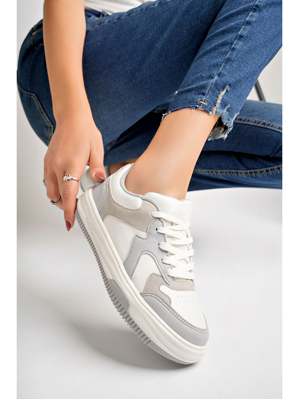 Gri Kadın Sneaker Günlük Ayakkabı-3